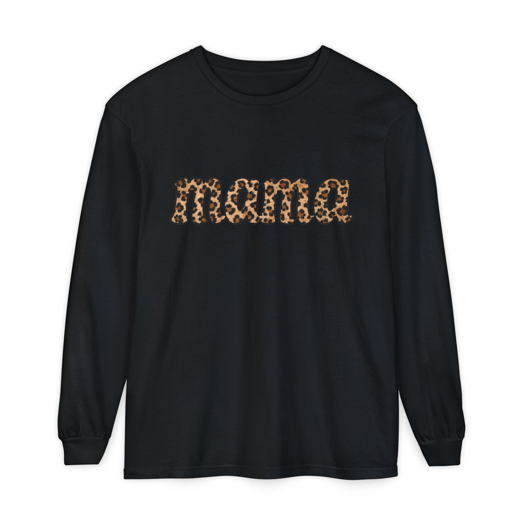 Mama Leopard Print Long Sleeve Tee