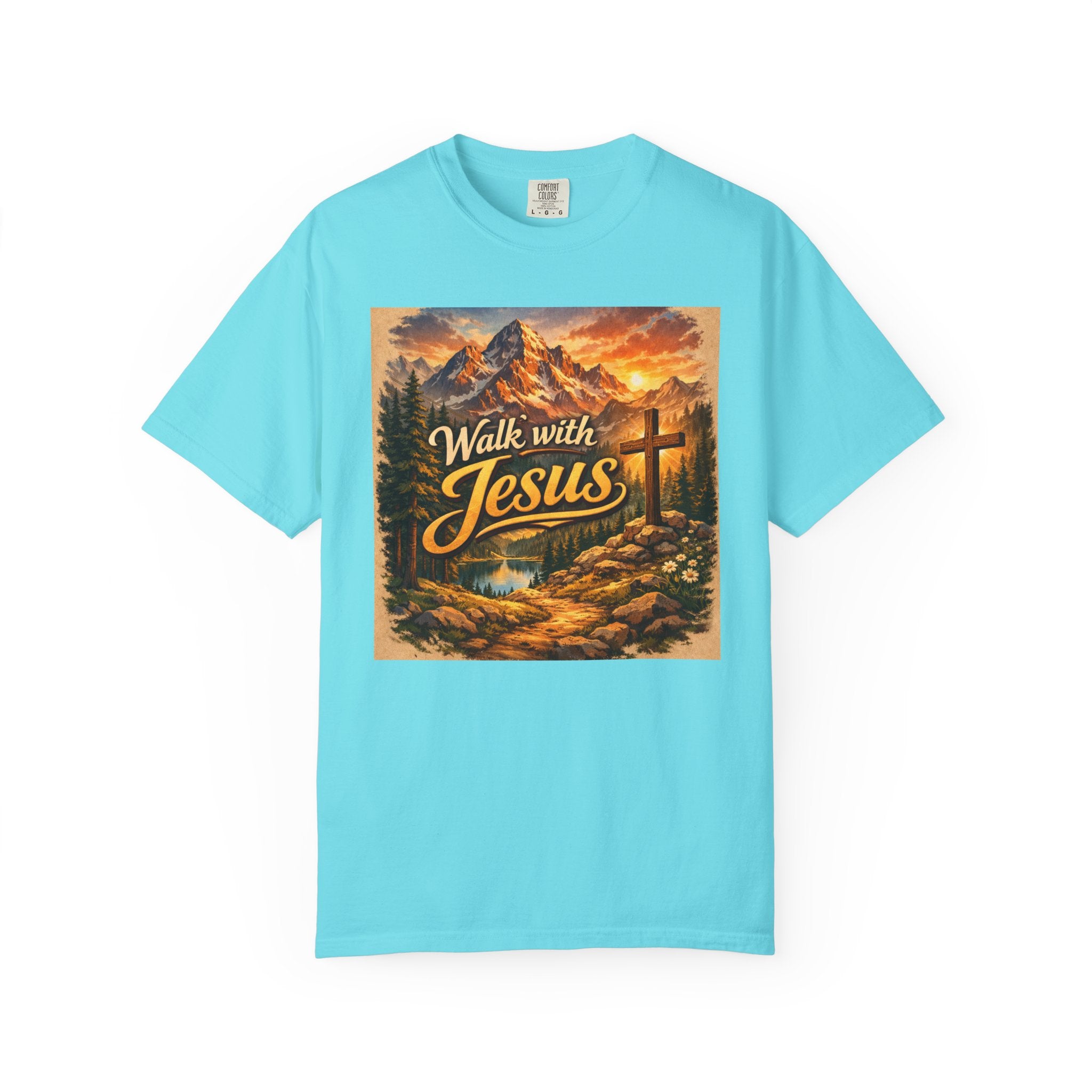 Walk with Jesus T-Shirt — Christian Faith Mountain Cross Tee