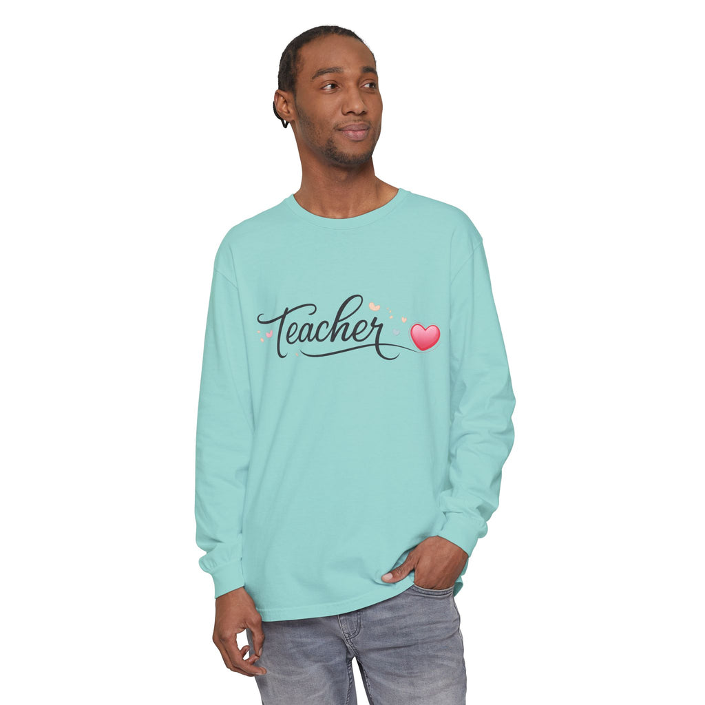 Teacher Long Sleeve T-Shirt — Minimal Script Teacher Tee, Back-to-School Gift
