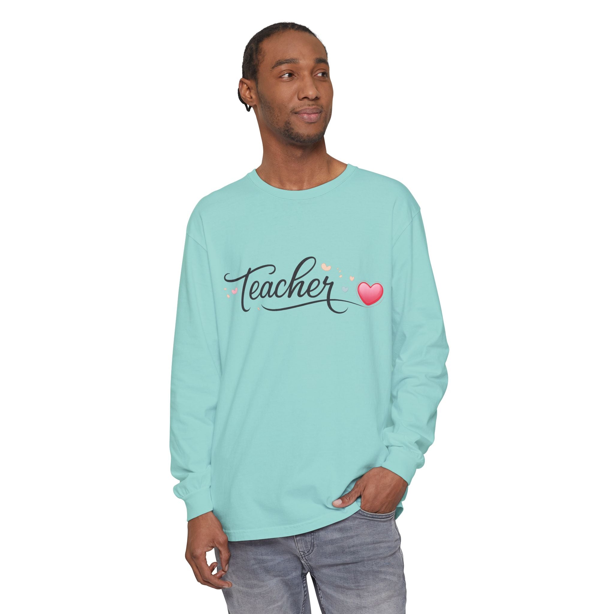 Teacher Long Sleeve T-Shirt — Minimal Script Teacher Tee, Back-to-School Gift