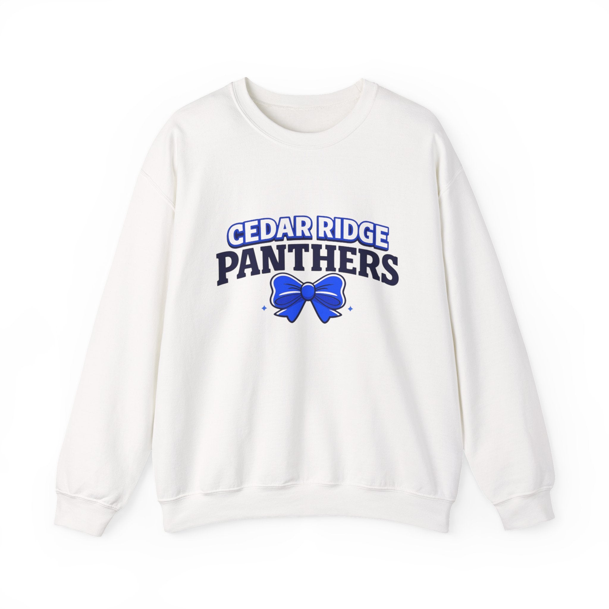 Panthers Crewneck Sweatshirt — Cedar Ridge Panthers Blue Bow School Spirit