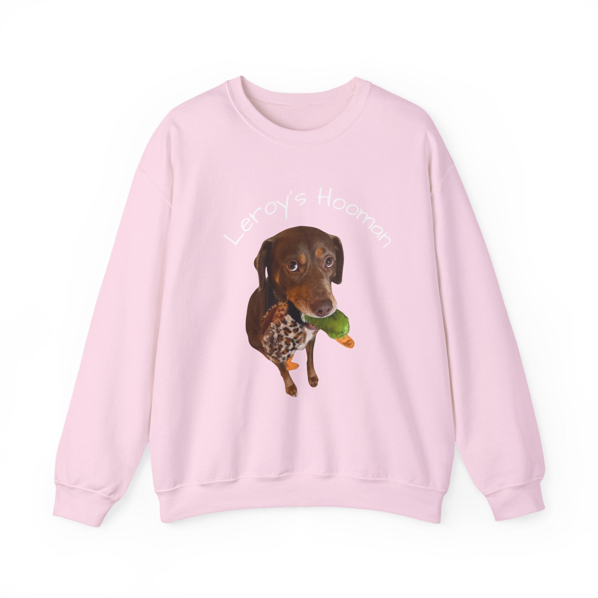 Crewneck Sweatshirt – "Leroy’s Human" Dachshund Graphic, Cute Pet Lover Gift