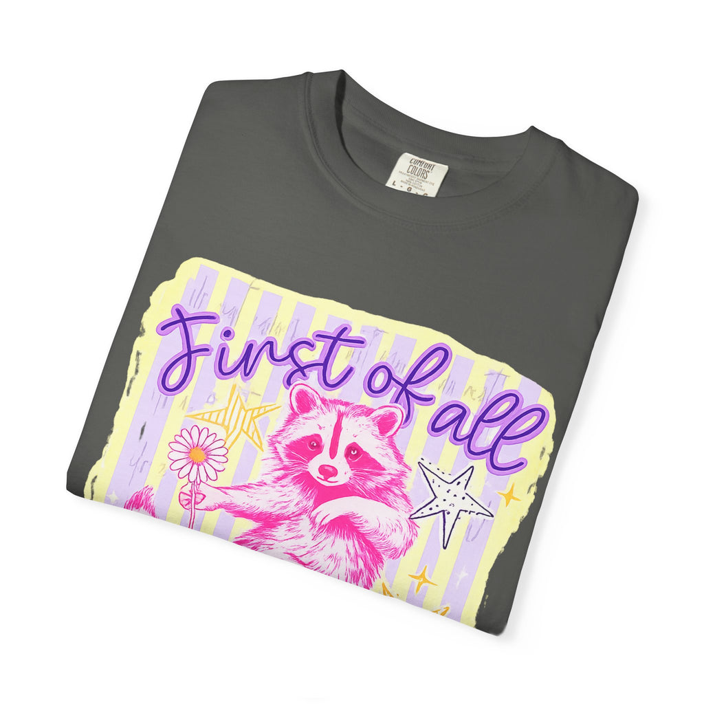 Raccoon Graphic T-Shirt — "First of All Jesus Thinks I’m a Delight" Christian Vintage Style Tee