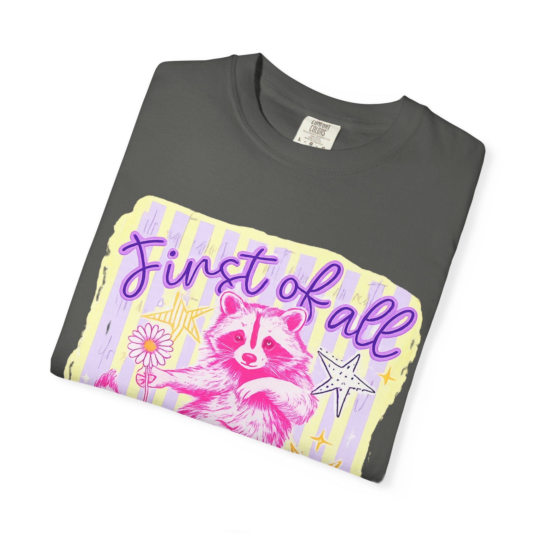 Raccoon Graphic T-Shirt — "First of All Jesus Thinks I’m a Delight" Christian Vintage Style Tee