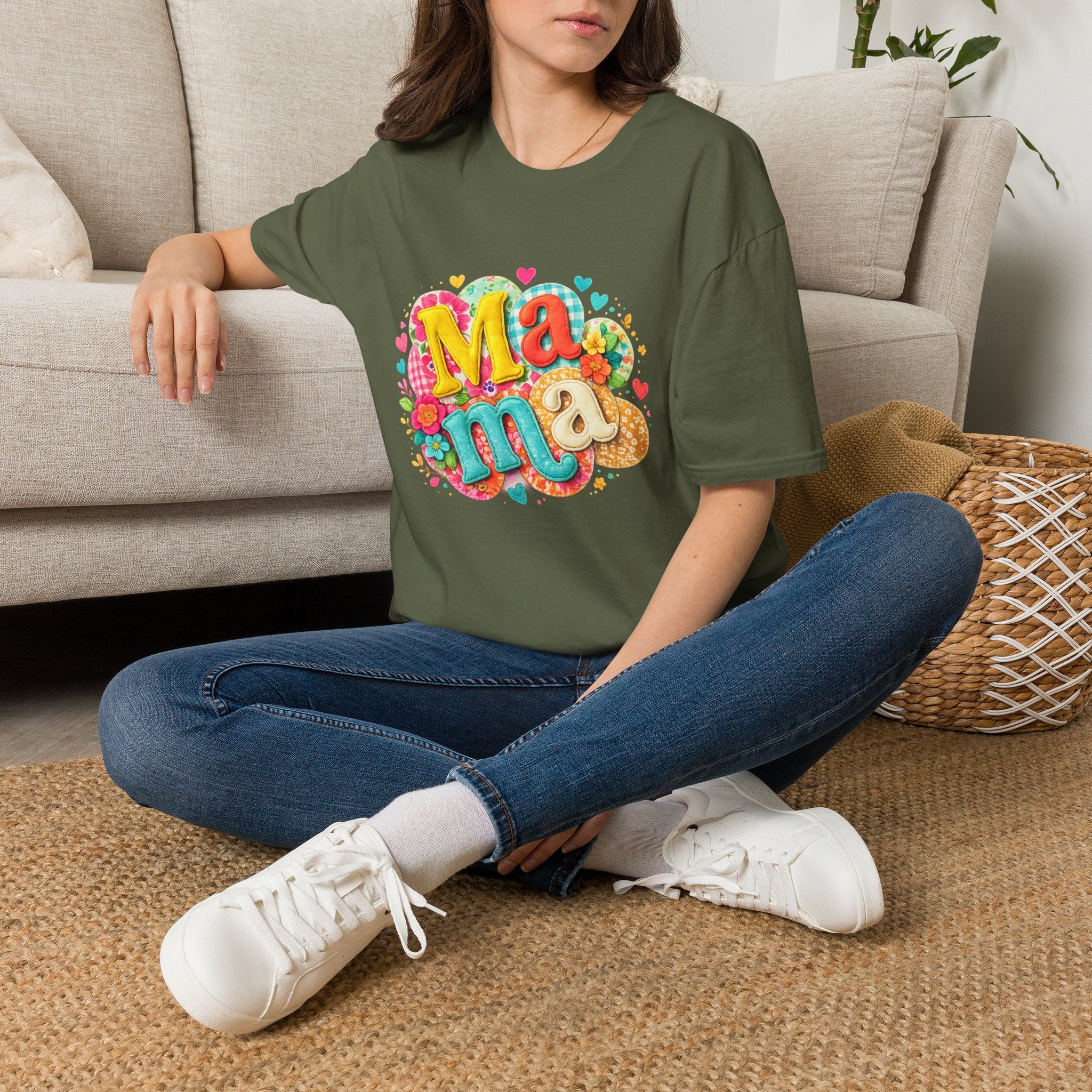 Mama Floral Graphic T‑Shirt — Colorful Heart & Flower Mother's Day Tee
