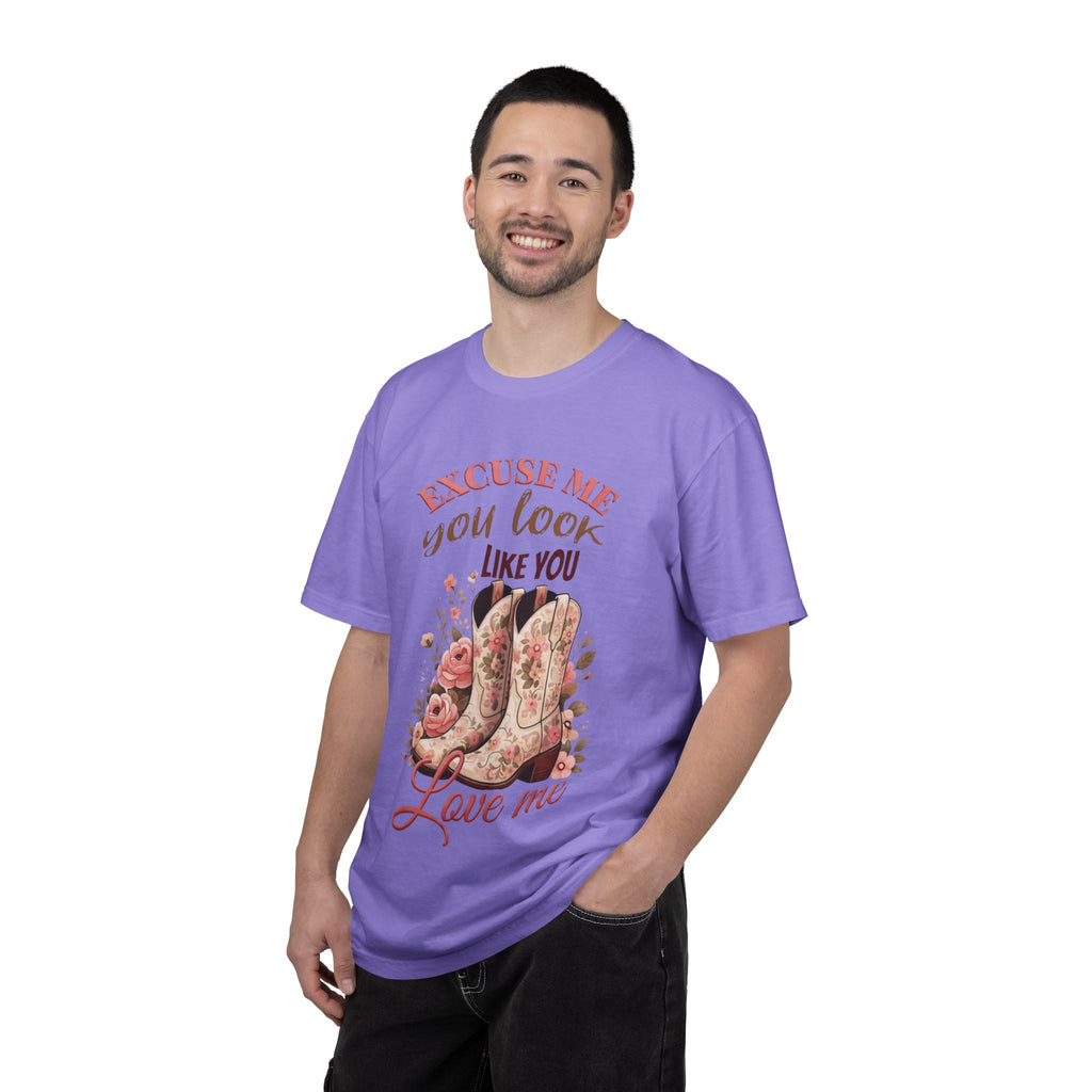 Excuse Me You Look Like You Love Me T-Shirt — Floral Cowboy Boots Graphic Tee