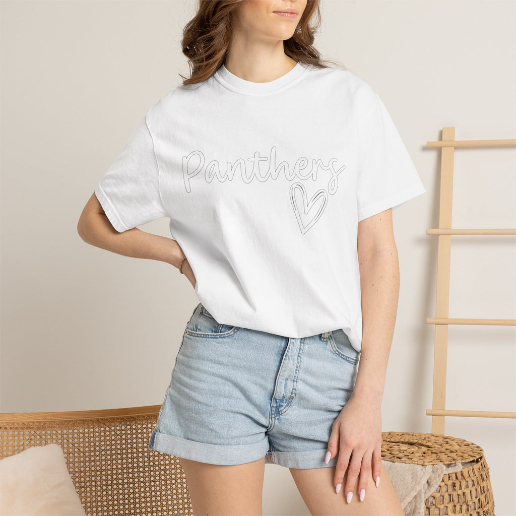Panthers Heart T-Shirt — Cute Script School Spirit Tee