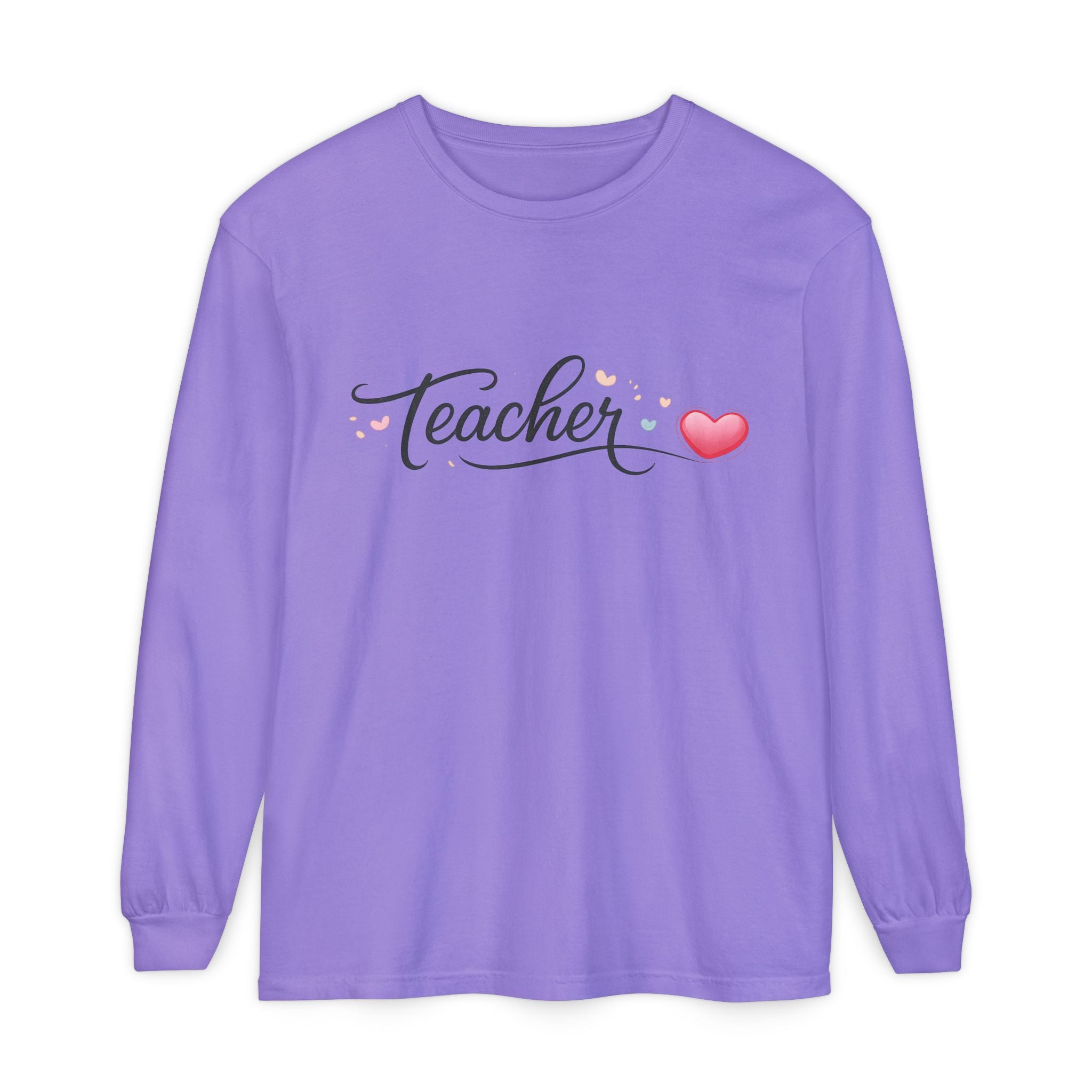Teacher Long Sleeve T-Shirt — Minimal Script Teacher Tee, Back-to-School Gift