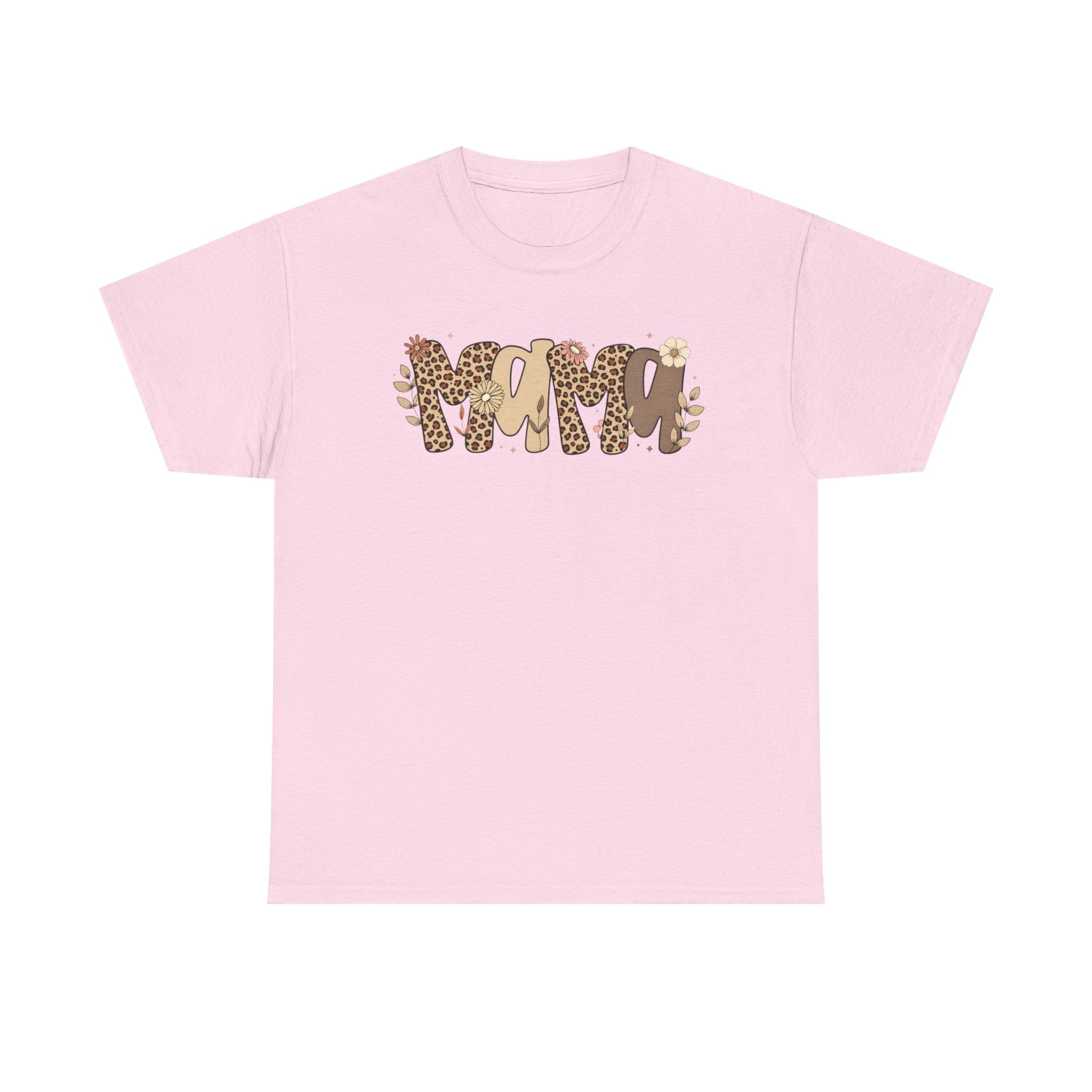 Mama Leopard Print T-Shirt — 'MAMA' Heart Graphic Mother's Day Tee
