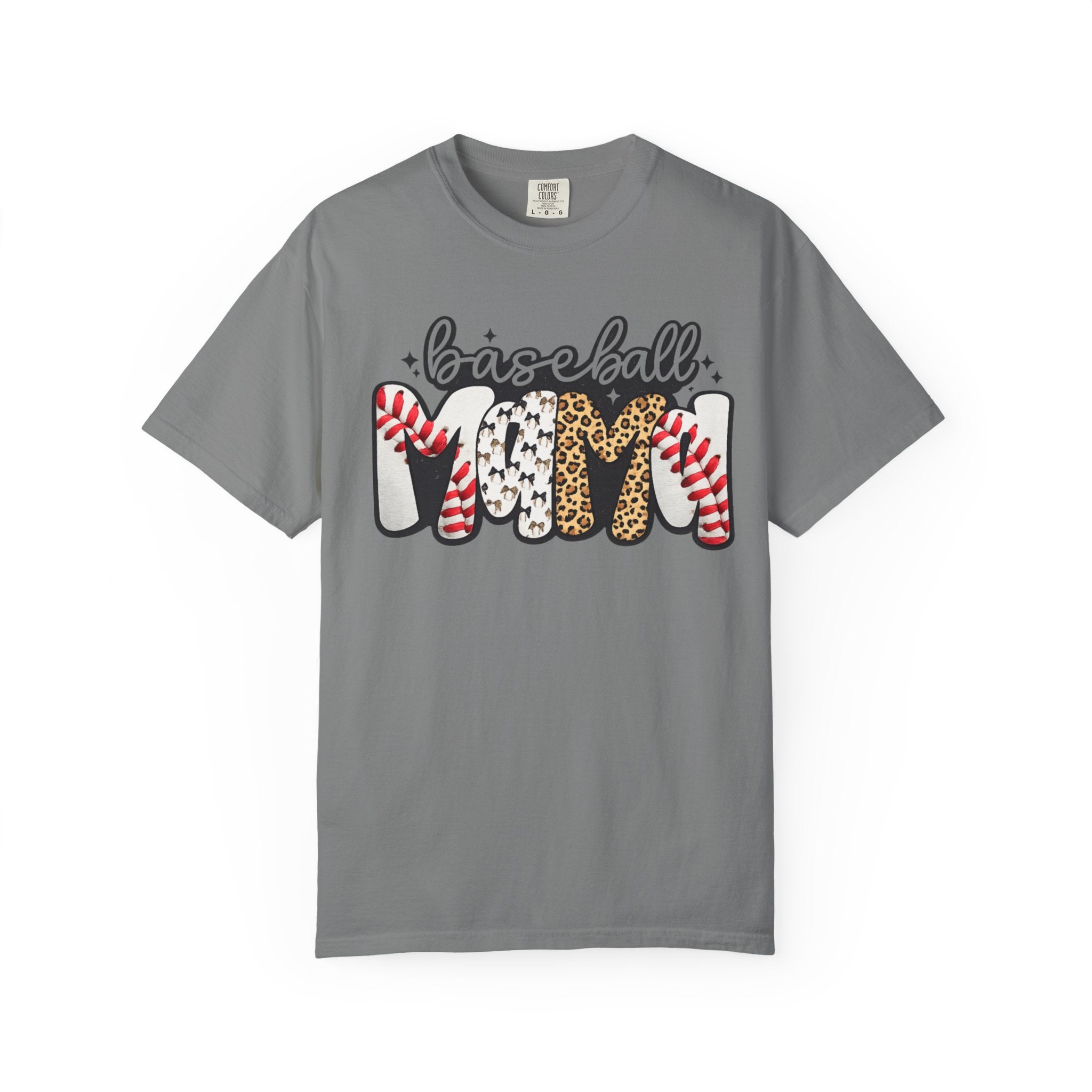 Baseball Mom T-Shirt — Leopard & Stitch Pattern Sports Tee