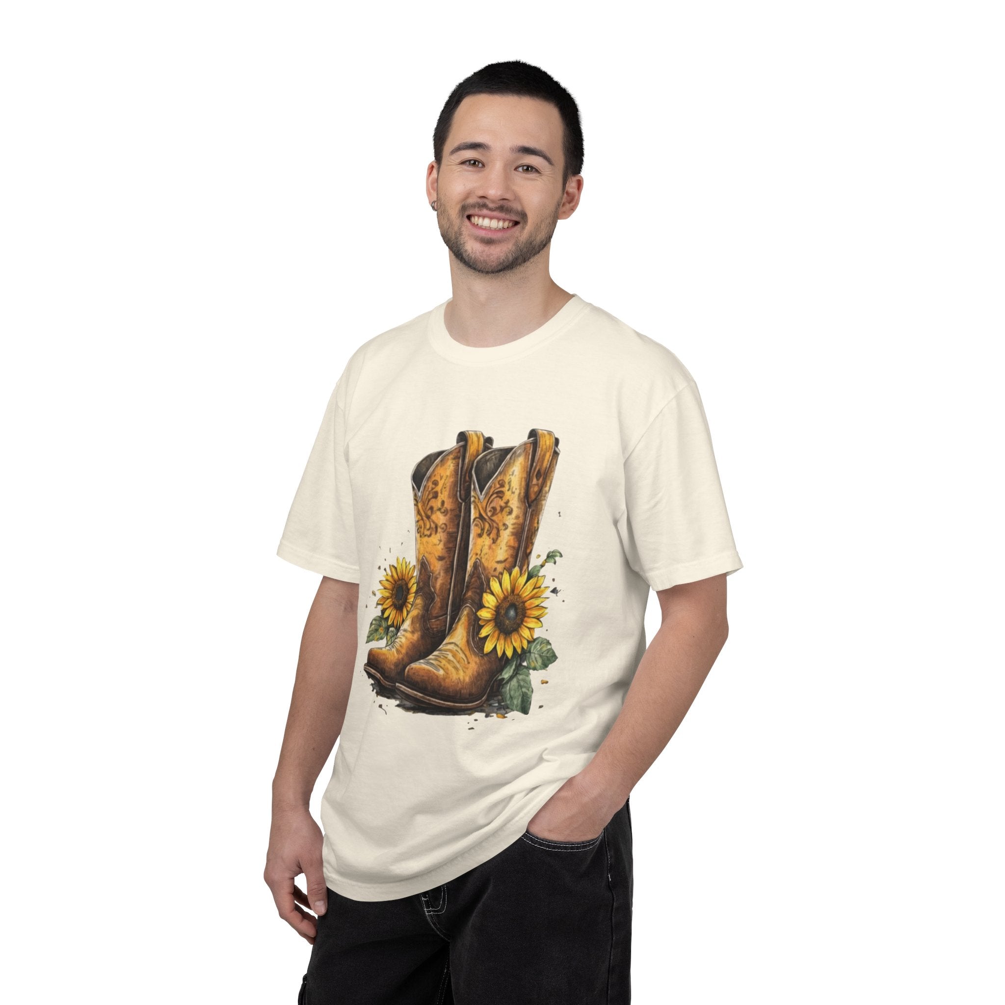 Cowgirl Boots & Sunflowers T-Shirt — Western Floral Graphic Tee