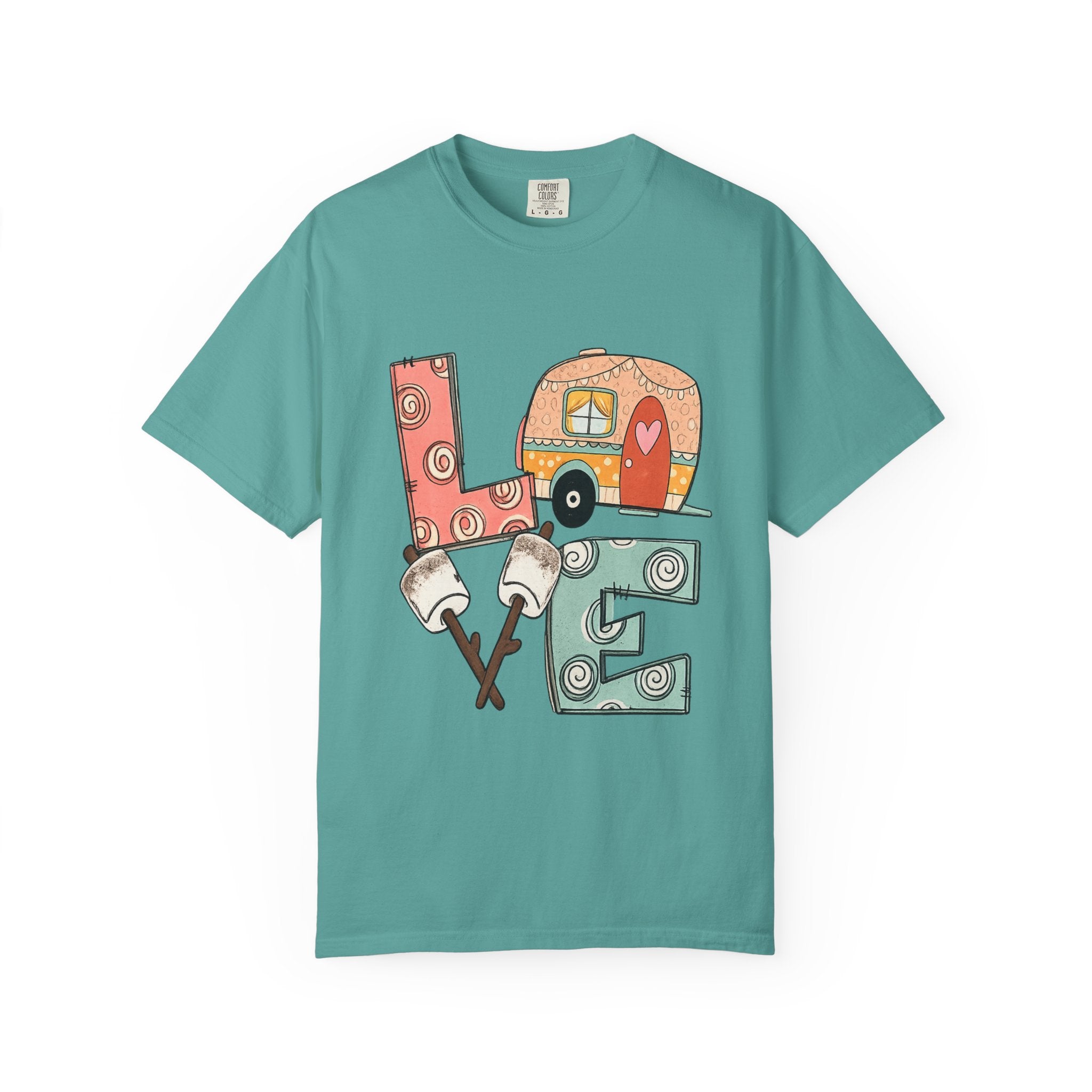 Love Camper T-Shirt — Retro RV & S'mores Graphic Tee for Campers