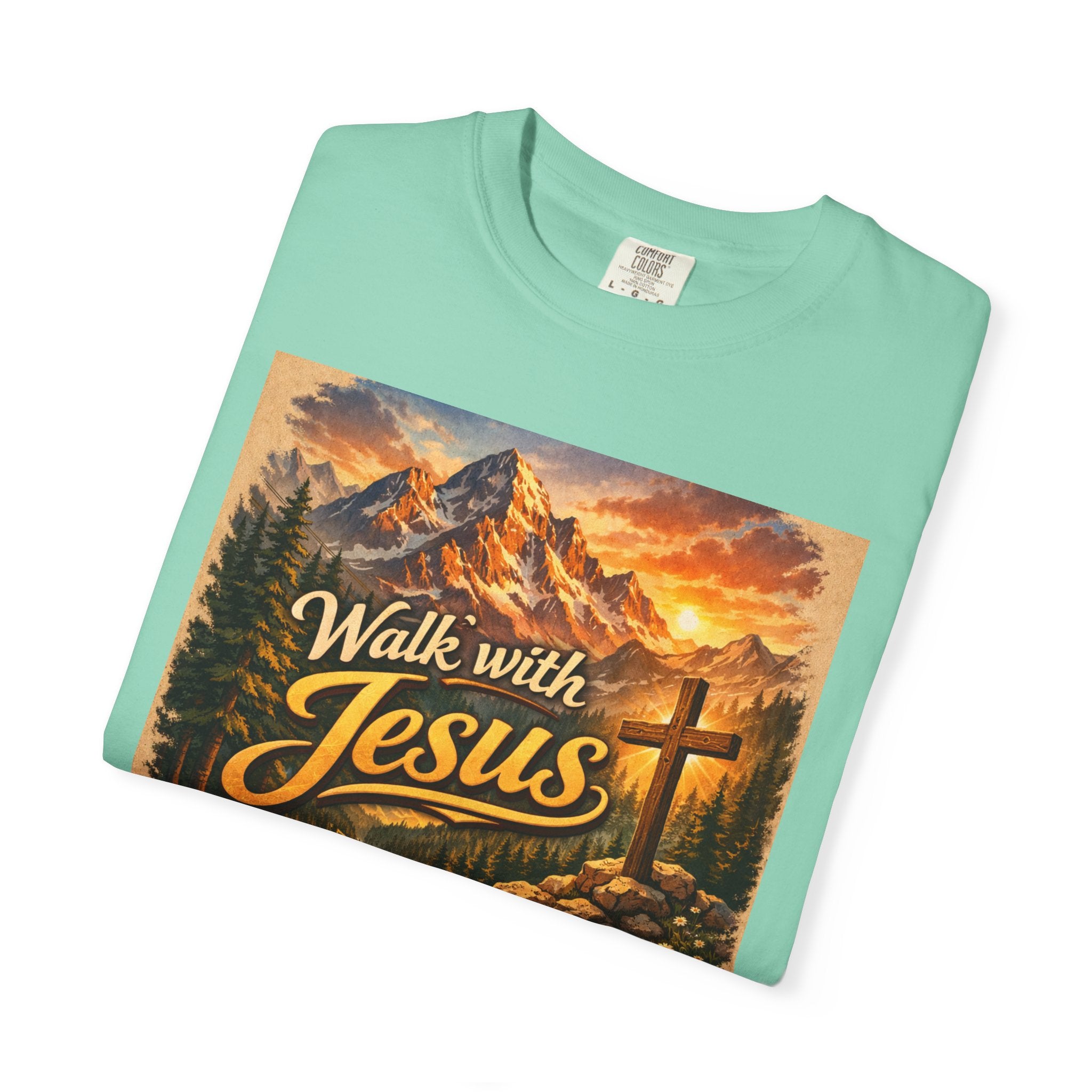 Walk with Jesus T-Shirt — Christian Faith Mountain Cross Tee