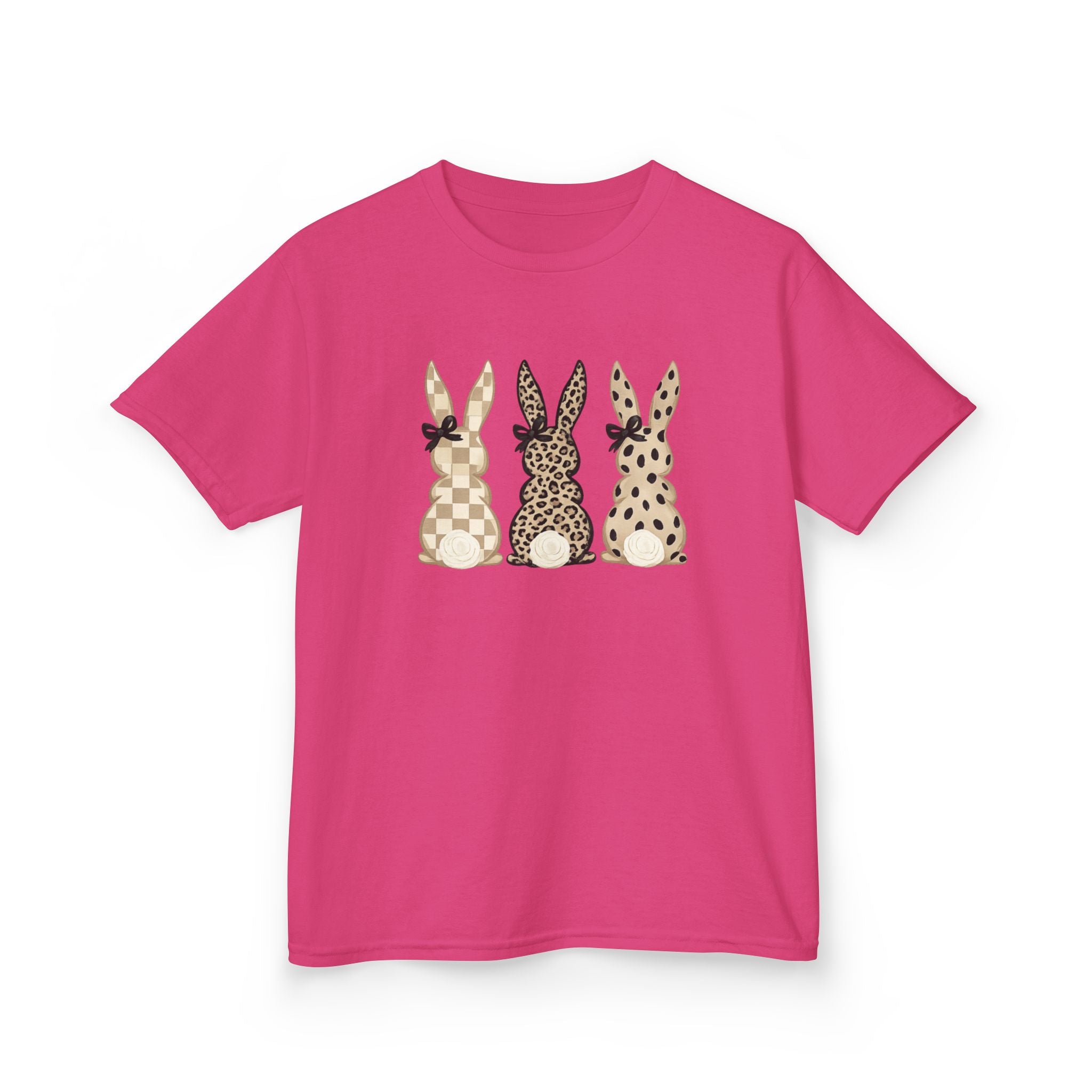 Kids Bunny Trio Tee — Neutral Patterned Easter Rabbit Shirt
