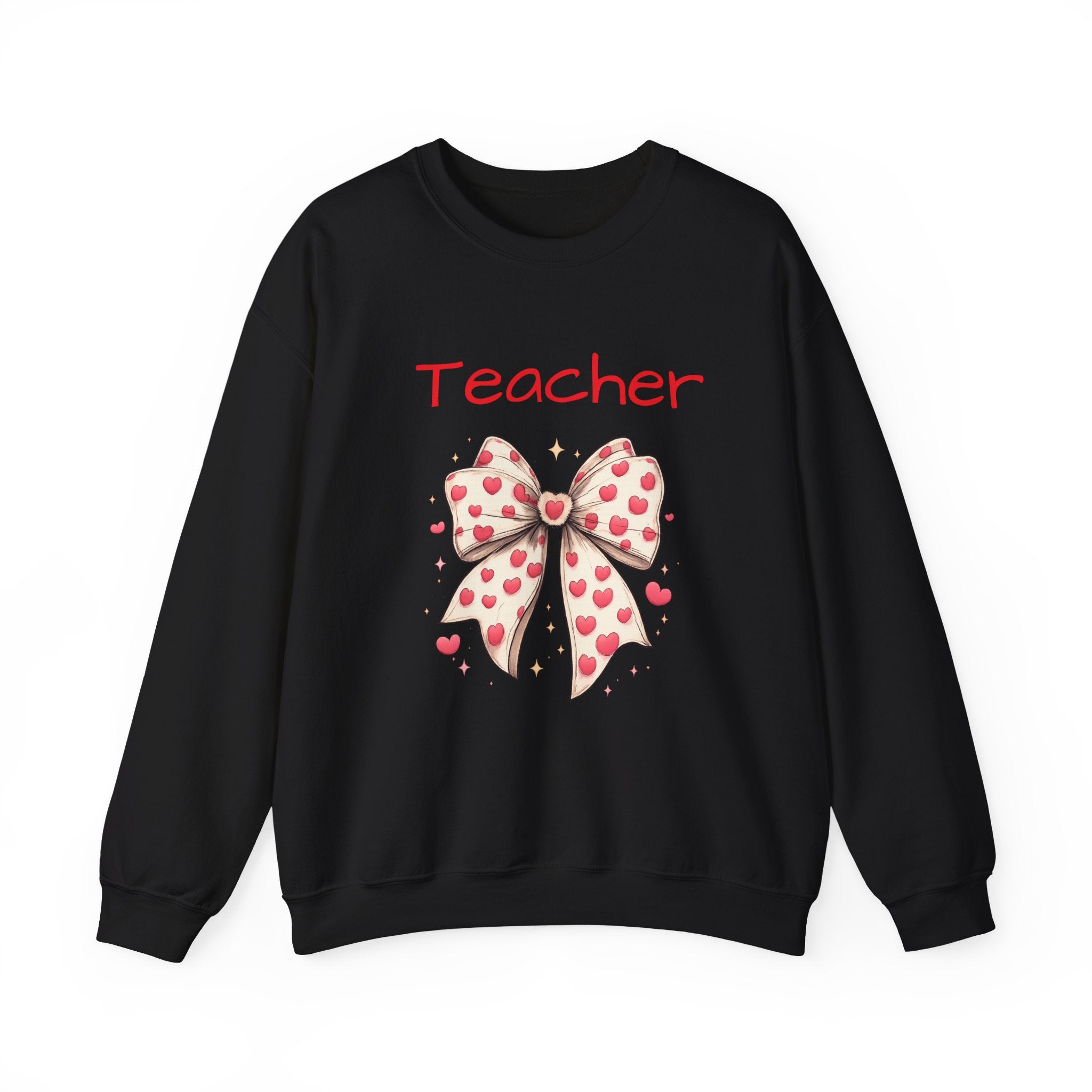 Teacher Bow Sweatshirt - Cute Heart Print Teacher Crewneck