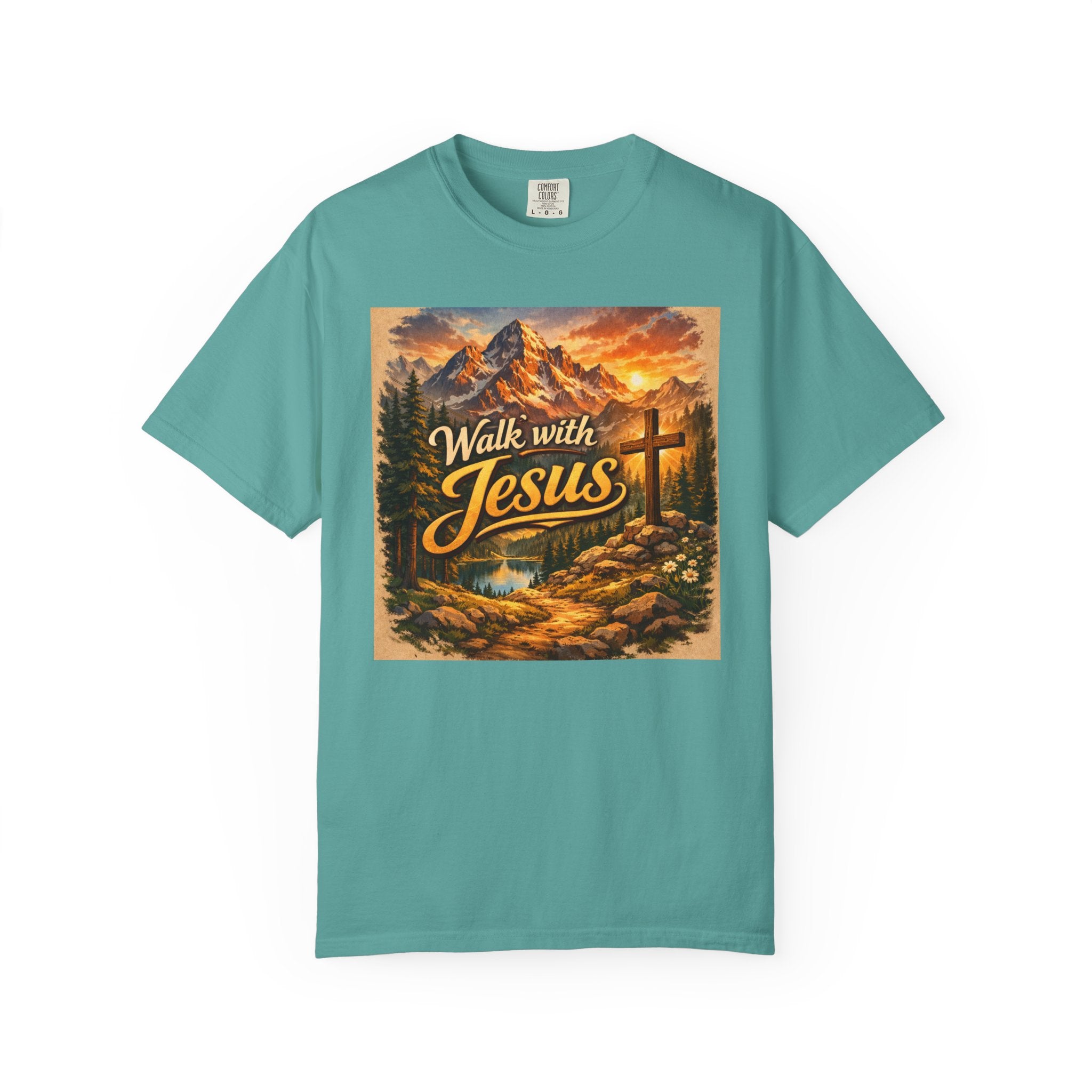 Walk with Jesus T-Shirt — Christian Faith Mountain Cross Tee