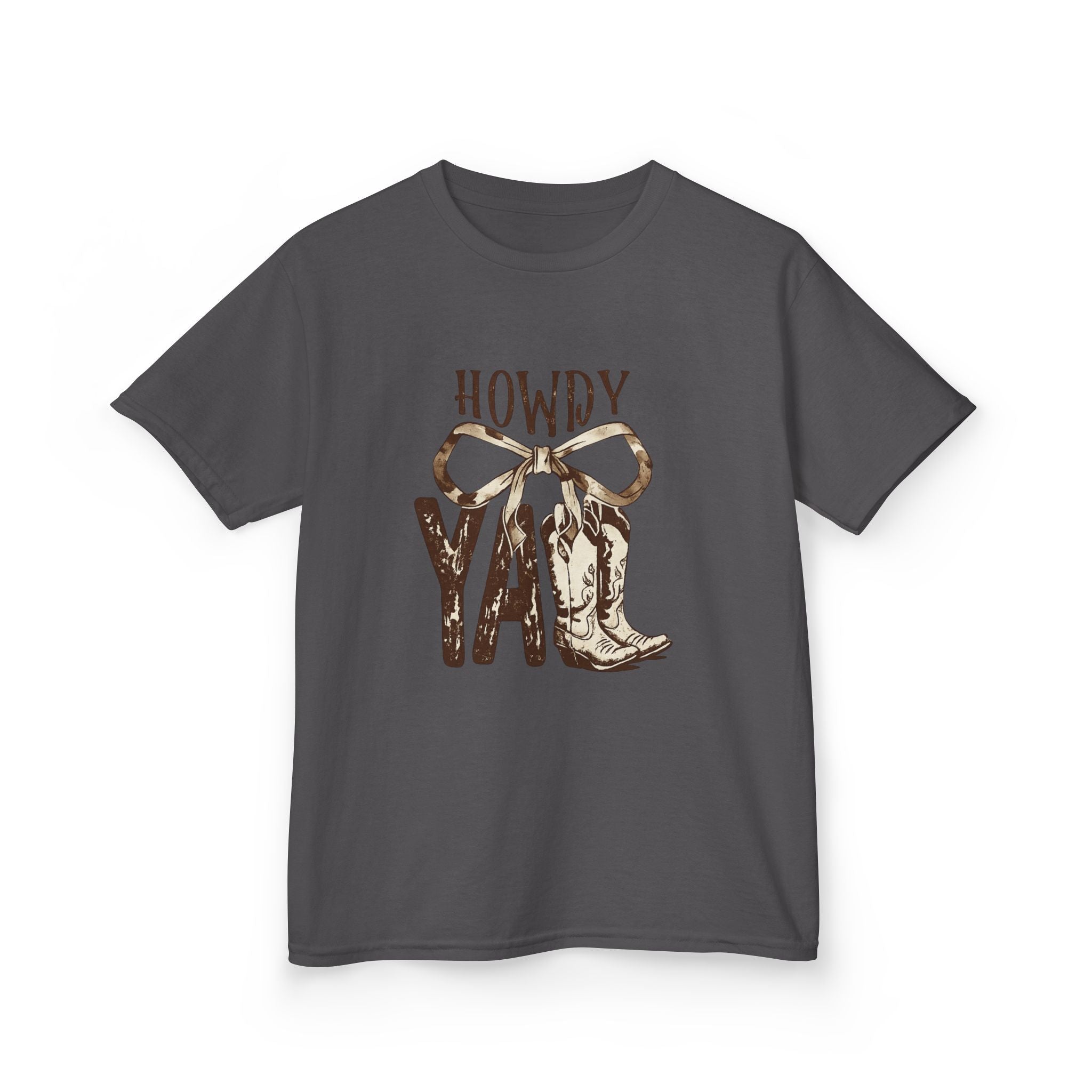 Howdy Y'all Kids T-Shirt — Western Cowboy Boot & Bow Graphic Tee