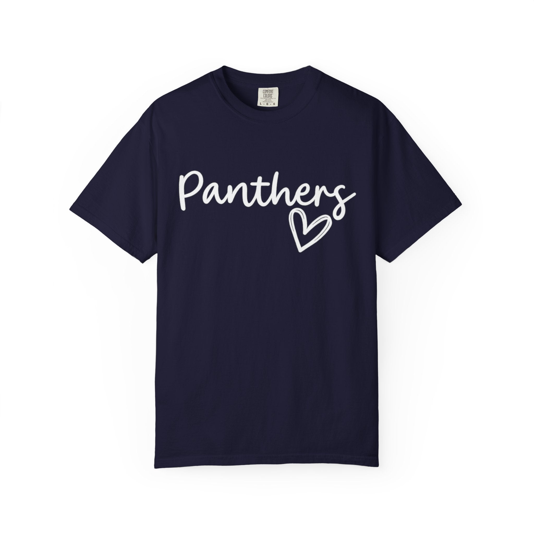 Panthers Heart T-Shirt — Cute Script School Spirit Tee