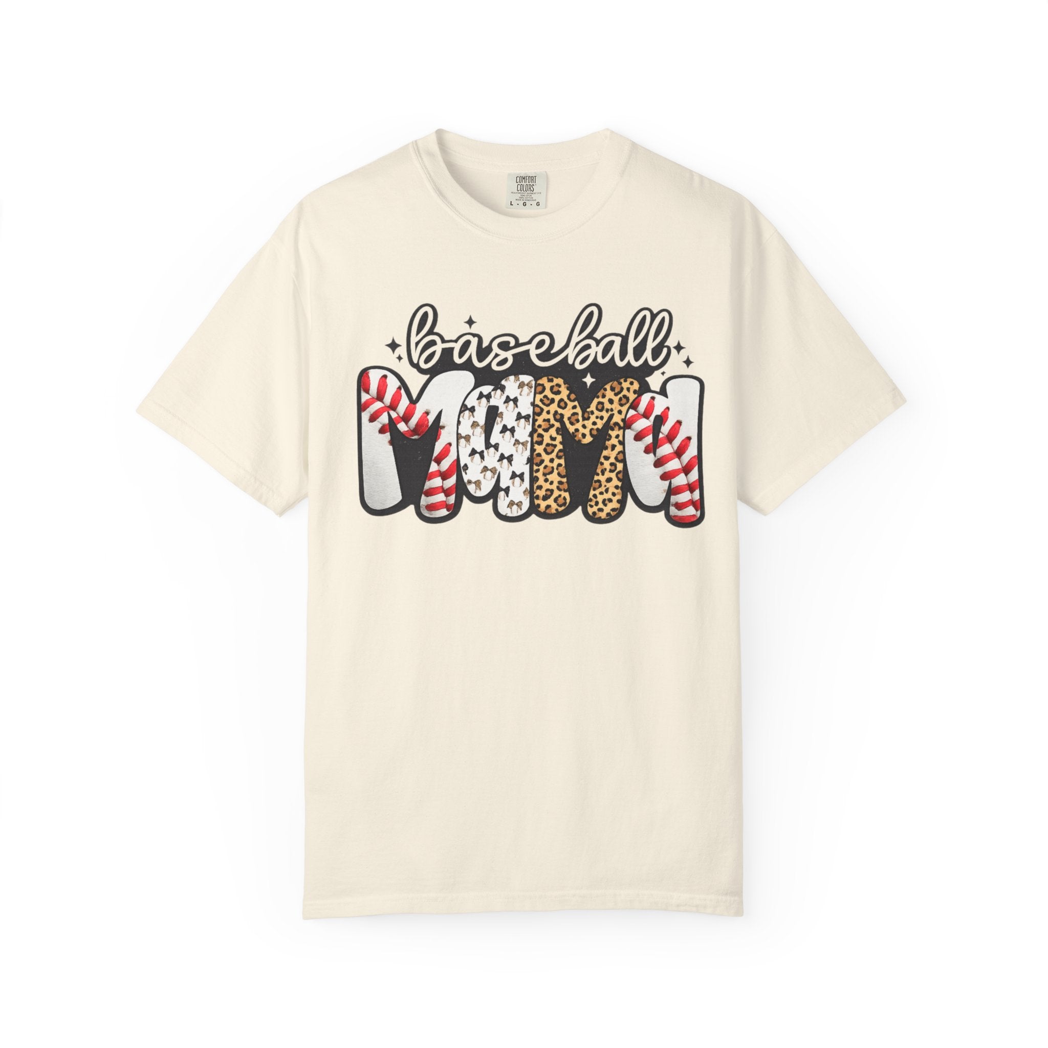 Baseball Mom T-Shirt — Leopard & Stitch Pattern Sports Tee