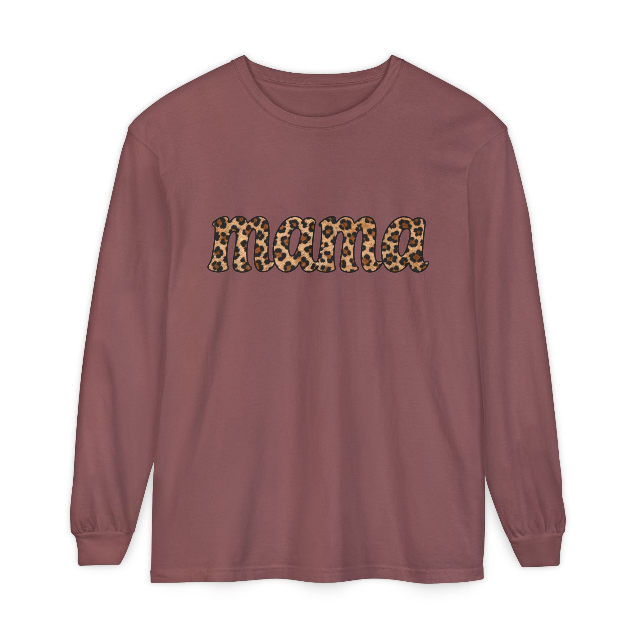Mama Leopard Print Long Sleeve Tee