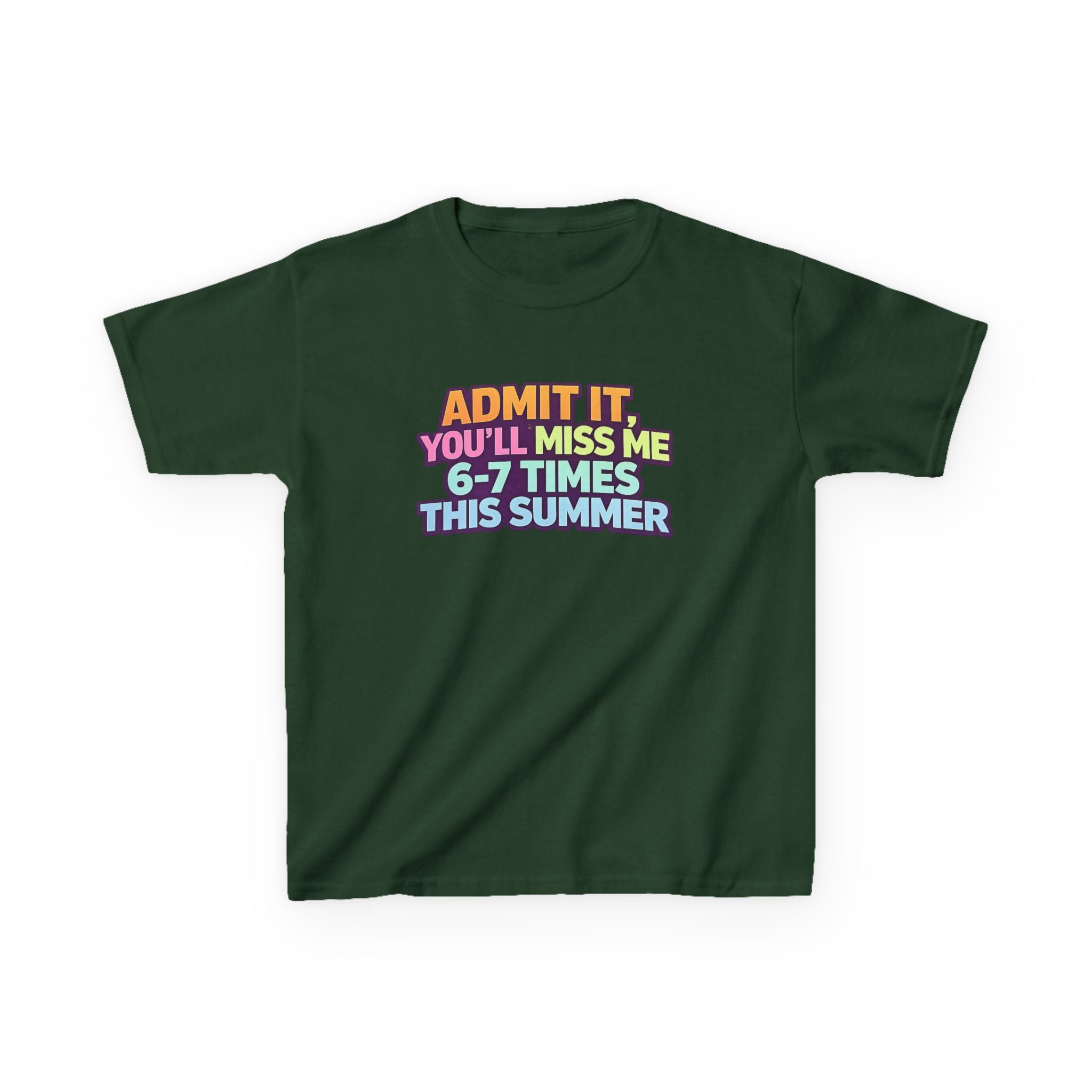 Kids Tee - "Admit It You'll Miss Me 6-7 Times This Summer" Retro Rainbow Graphic