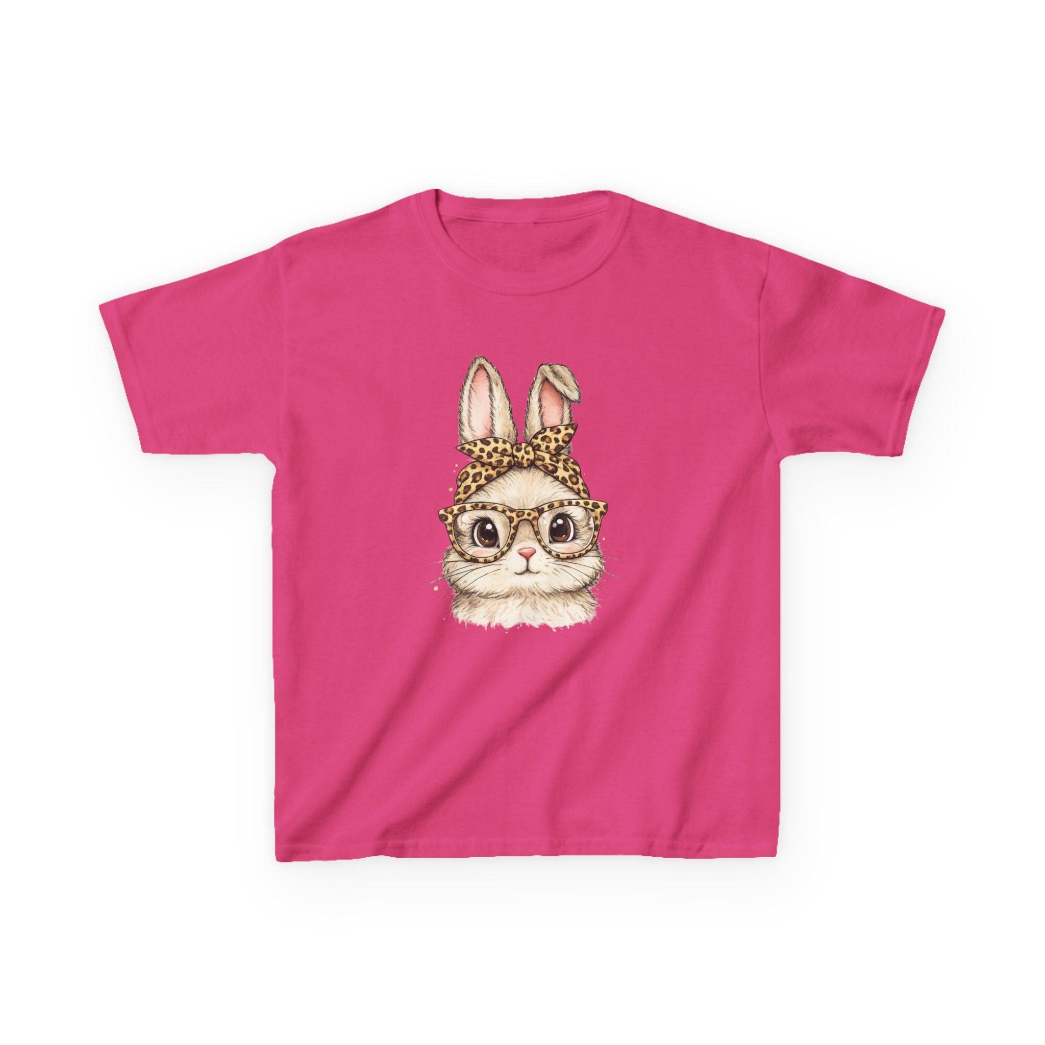 Kids Bunny with Glasses Tee — Cute Leopard Headband Rabbit Shirt for Children