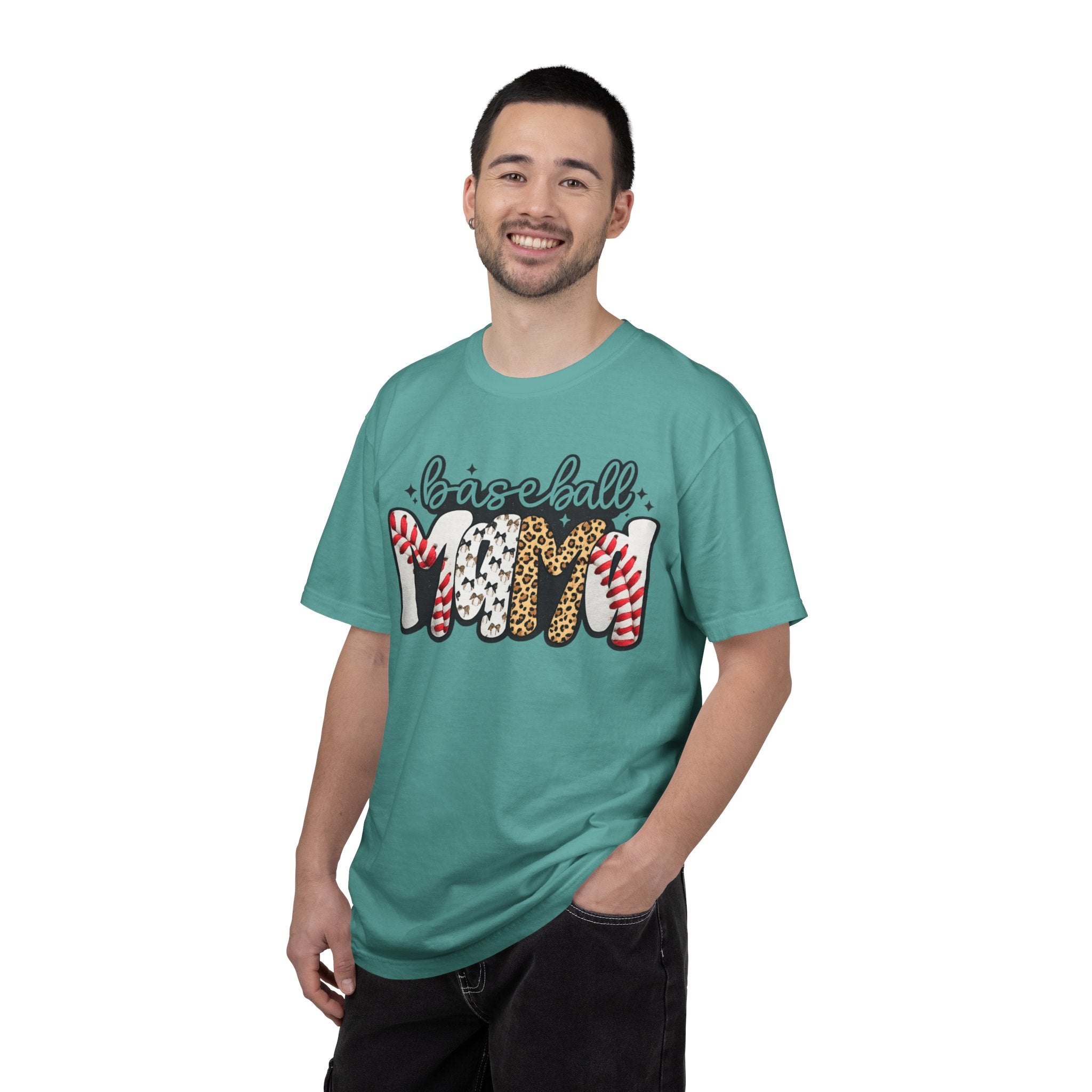 Baseball Mom T-Shirt — Leopard & Stitch Pattern Sports Tee