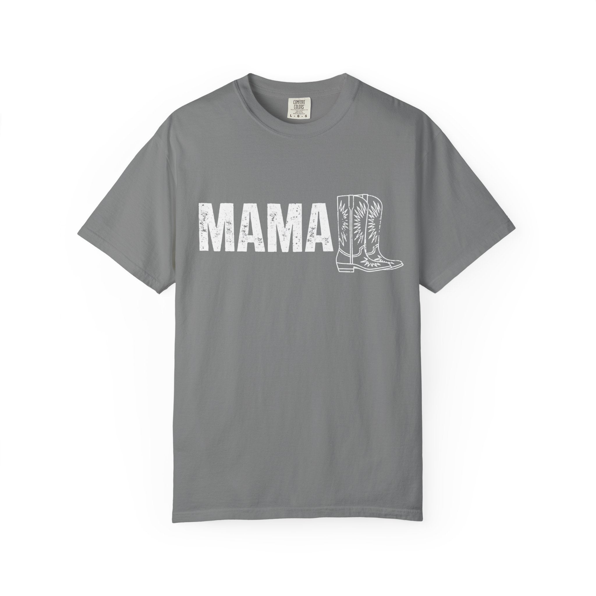 Mama Cowboy Boots T-Shirt — Rustic Western Mom Graphic Tee