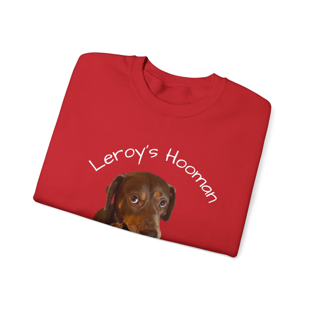 Crewneck Sweatshirt – "Leroy’s Human" Dachshund Graphic, Cute Pet Lover Gift