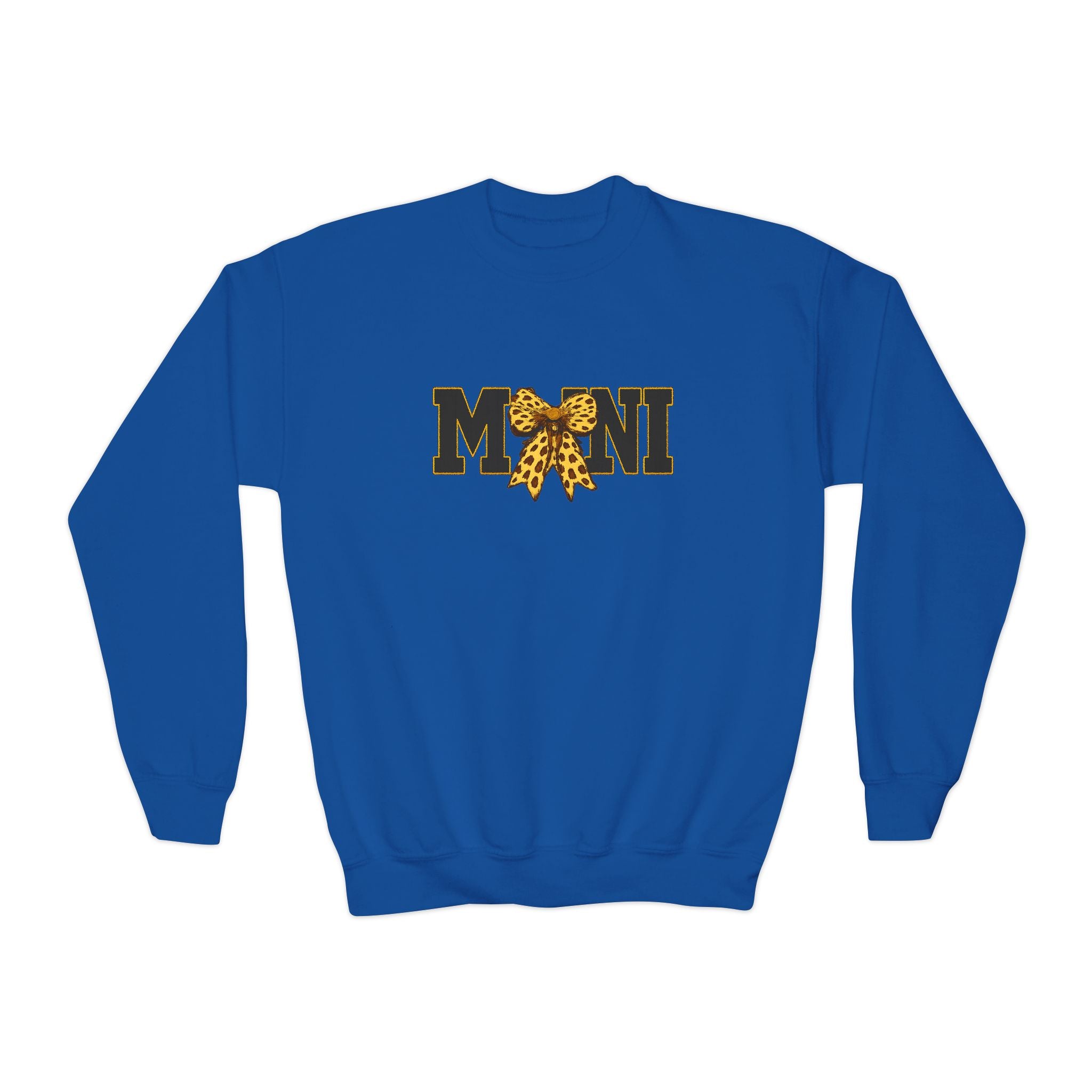 Youth 'Mini' Crewneck Sweatshirt — Leopard Bow Graphic
