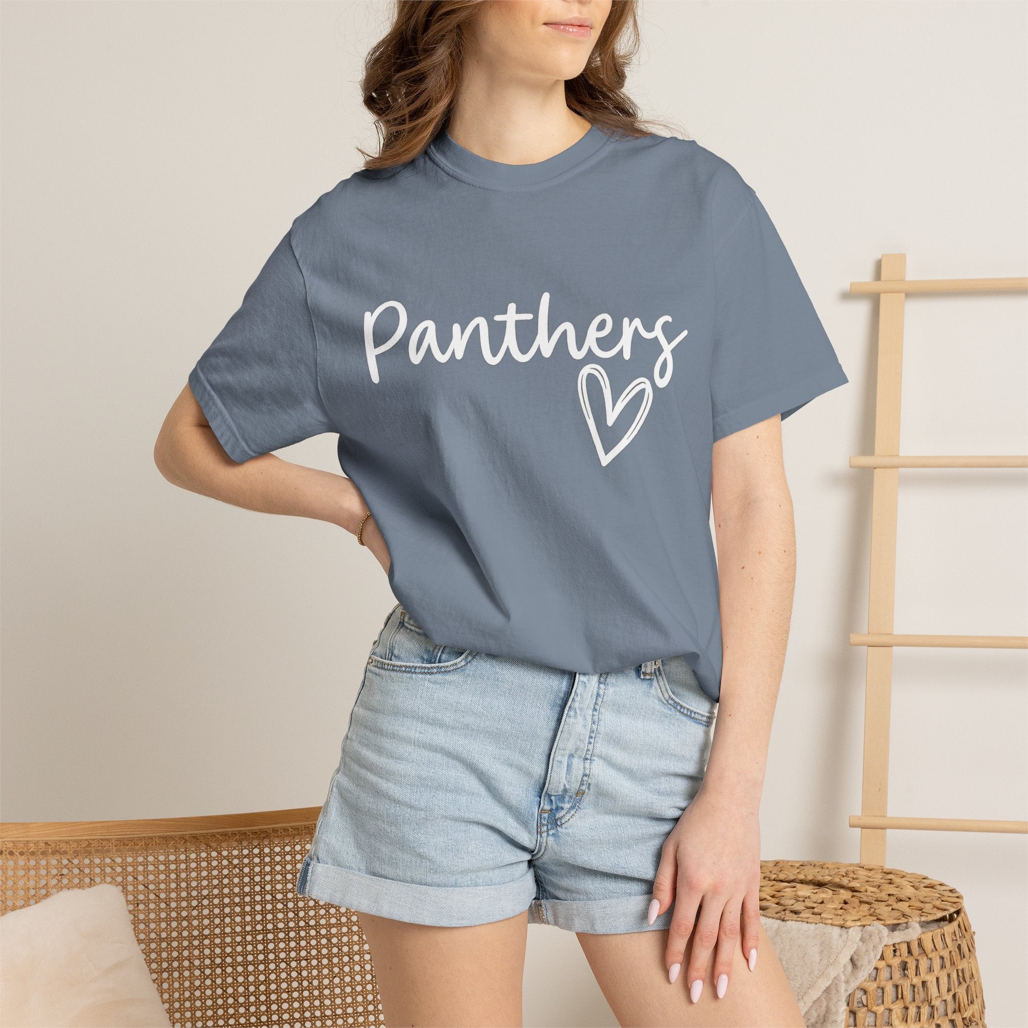 Panthers Heart T-Shirt — Cute Script School Spirit Tee