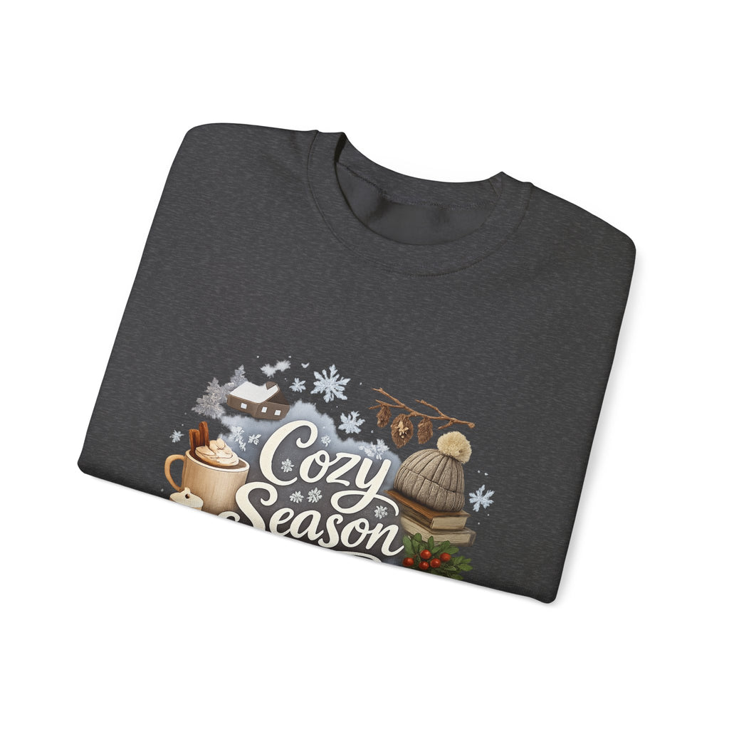 Cozy Season Sweatshirt — Winter Cabin Hot Cocoa & Knit Hat Crewneck