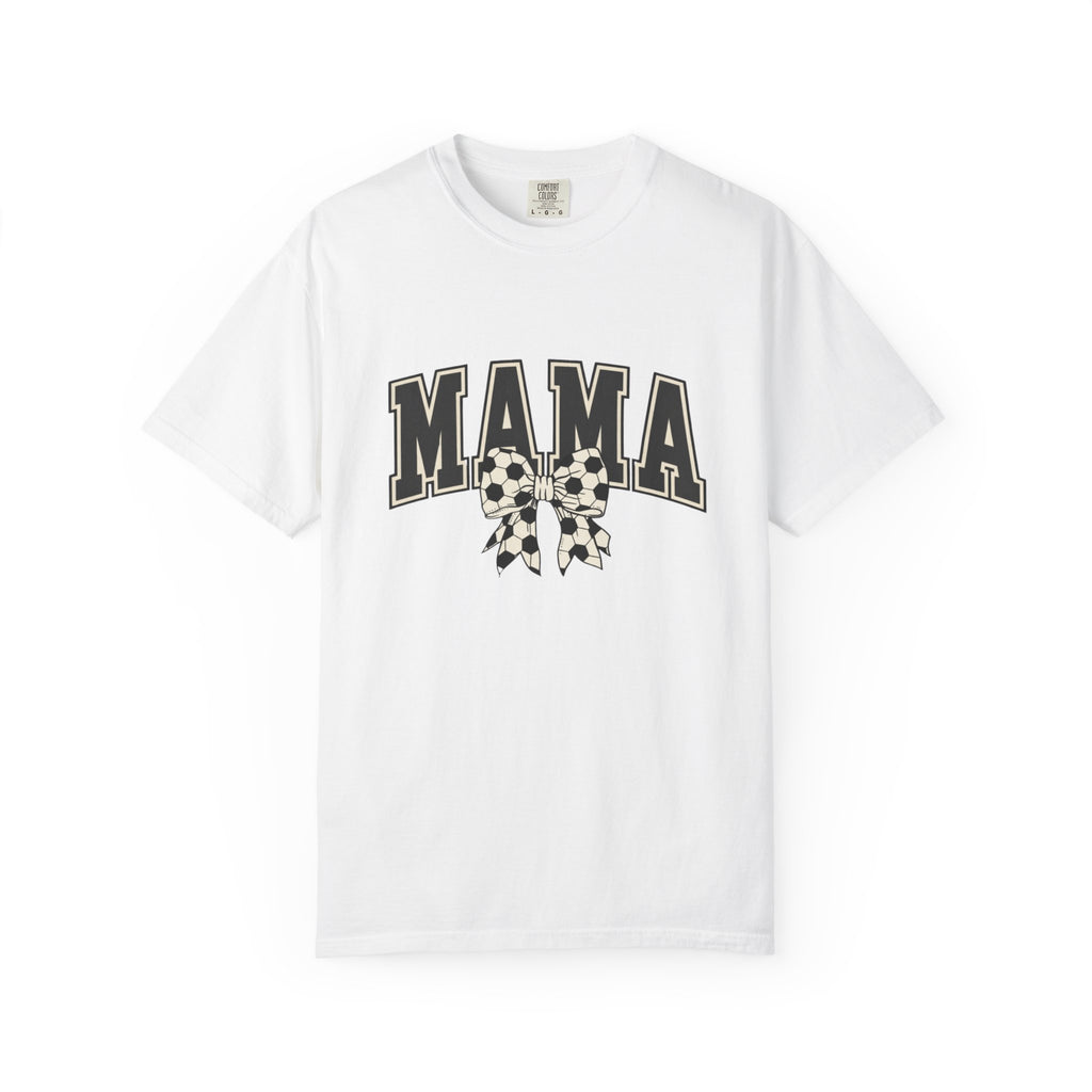 Mama Graphic T-Shirt — Retro Collegiate Letters with Polka Dot Bow