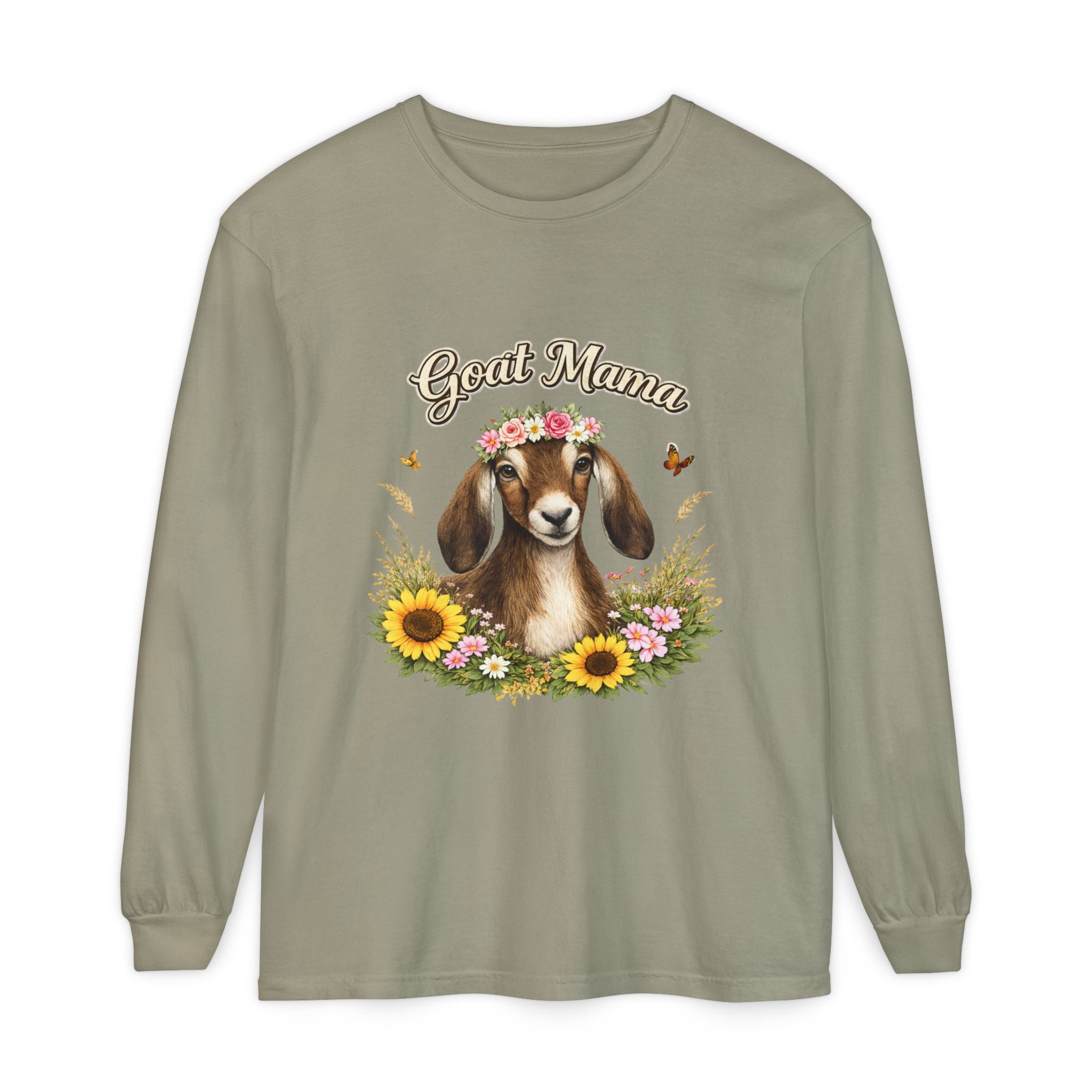 Goat Mama Long Sleeve Shirt — Floral Goat Mom Tee