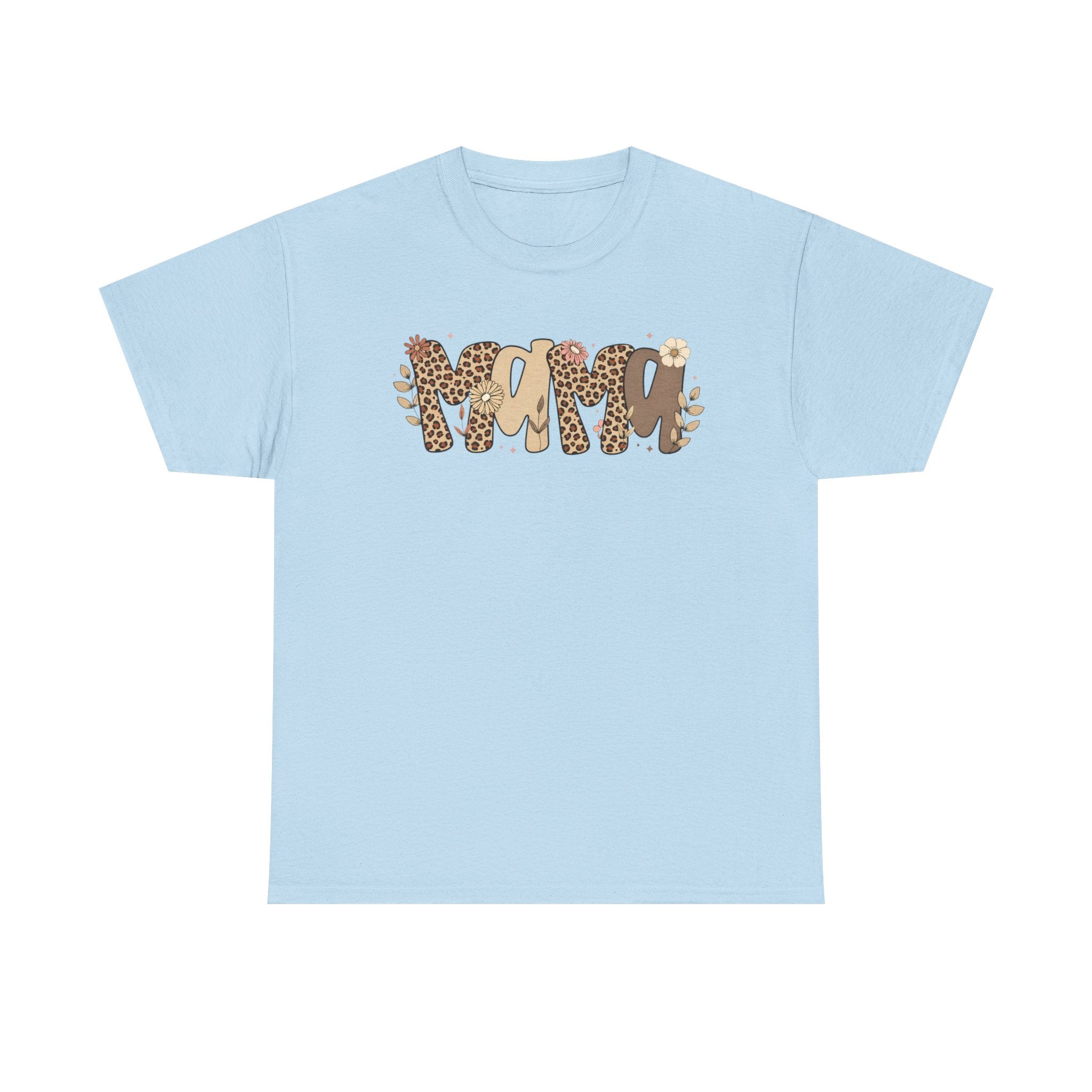 Mama Leopard Print T-Shirt — 'MAMA' Heart Graphic Mother's Day Tee