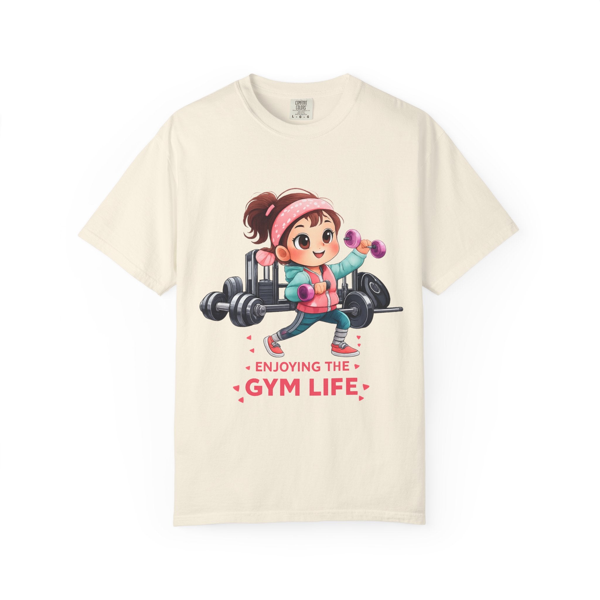 Gym Life T-Shirt — Cute Cartoon Weightlifting Tee ("Enjoying the Gym Life")