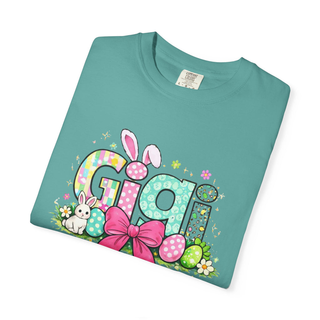 Easter Gigi T-Shirt — Pastel Bunny & Eggs Graphic Tee