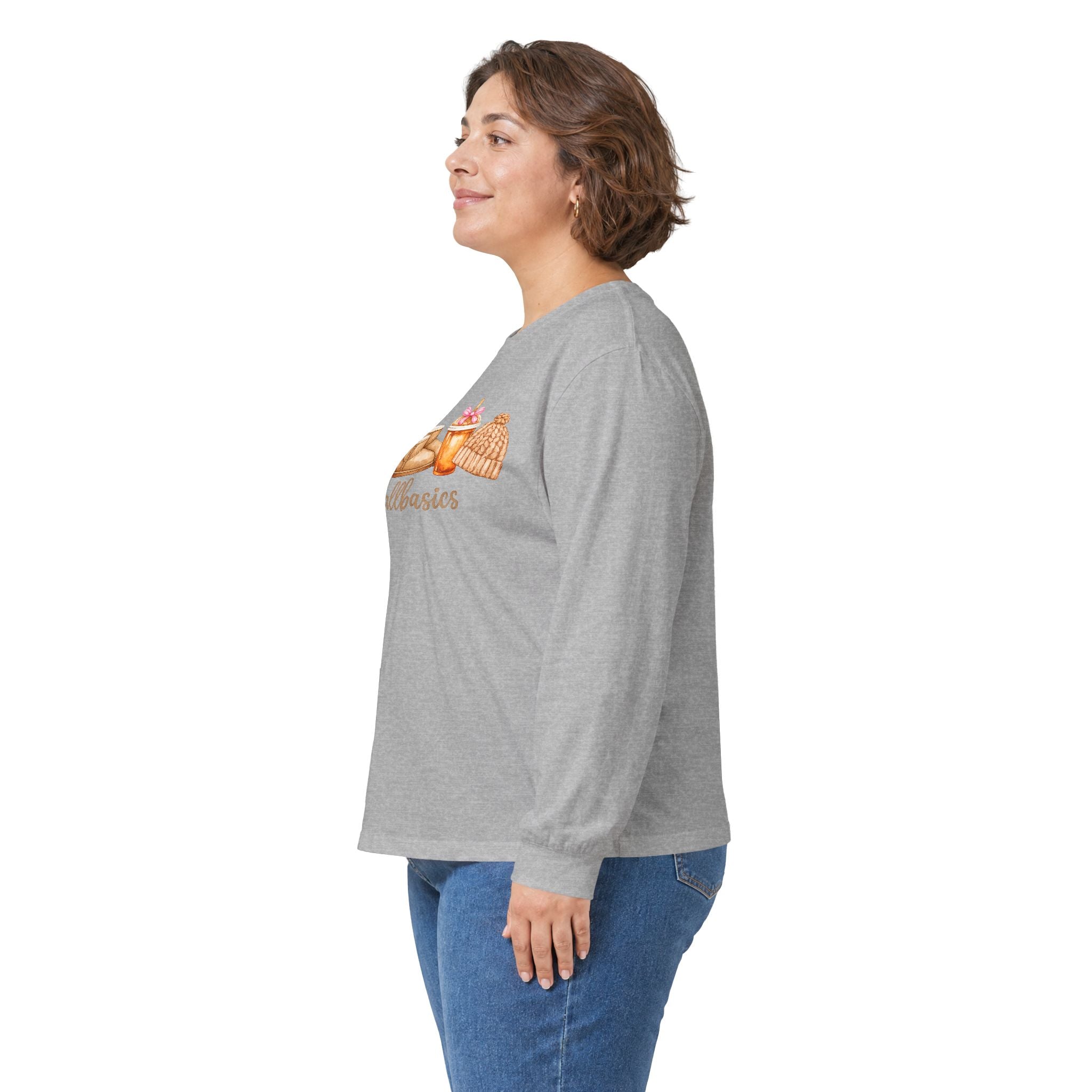 Long Sleeve Tee - Watercolor Pumpkins "#fallbasics" Fall Graphic