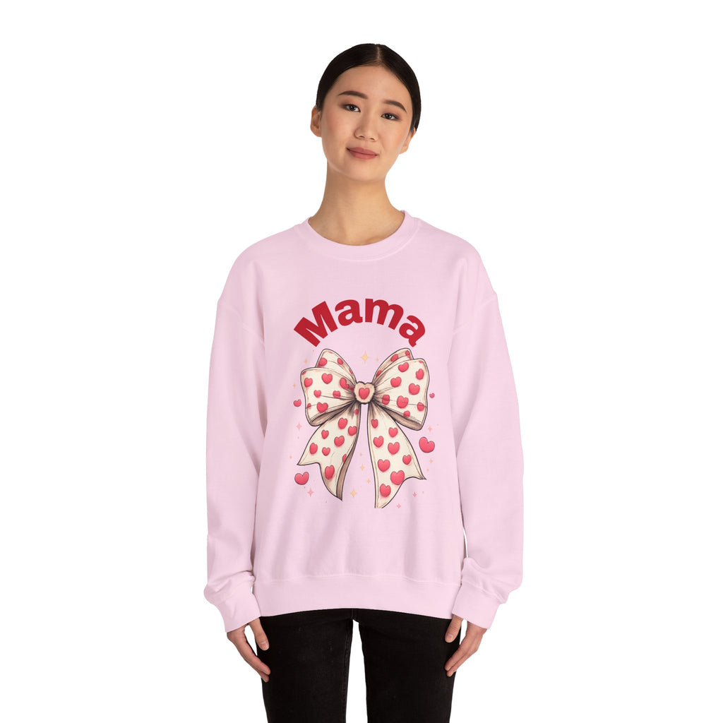 Mama Heart Bow Sweatshirt – Cute Valentine’s Day Mom Crewneck