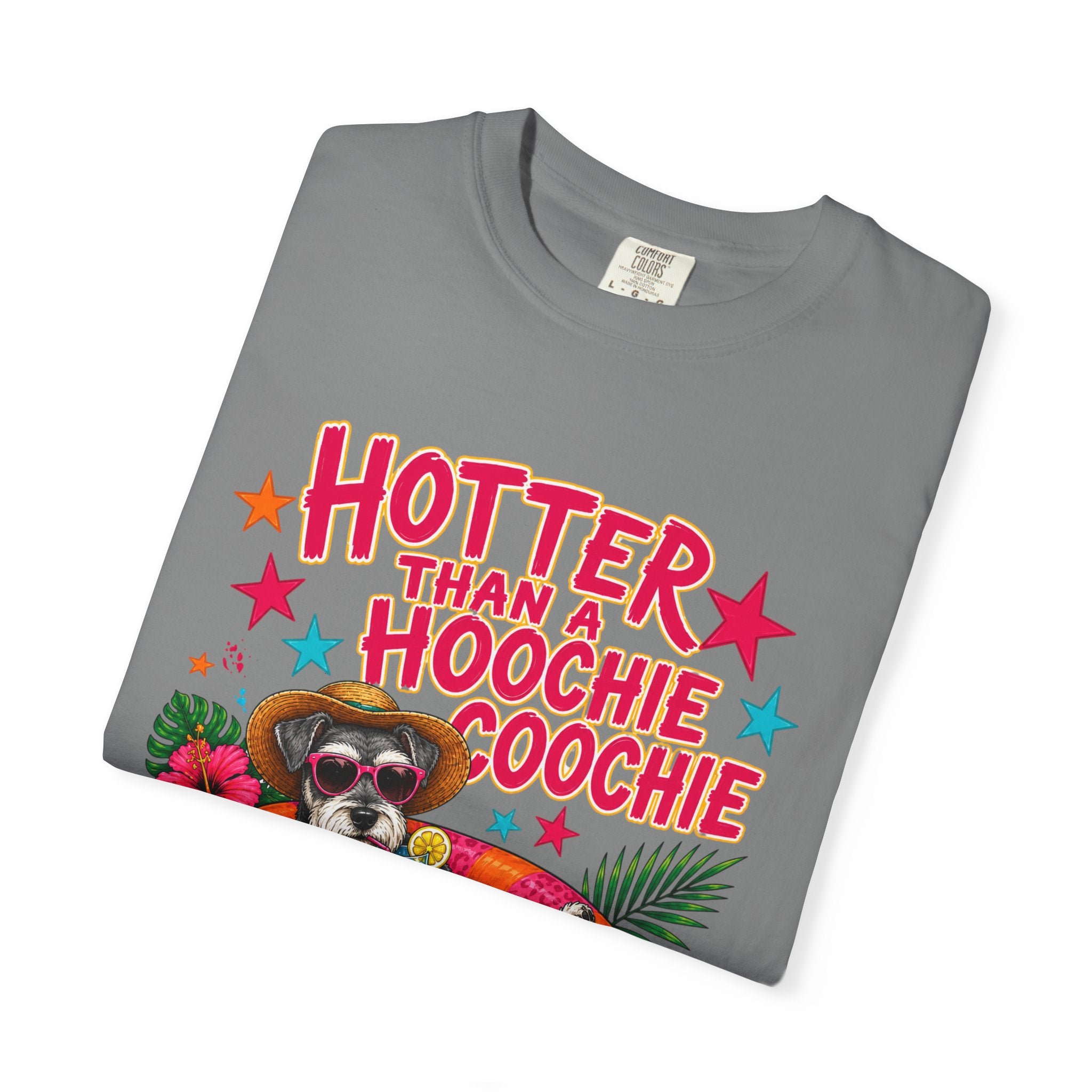 Graphic T-Shirt — "Hotter Than a Hoochie Coochie" Summer Pool Cat Tee