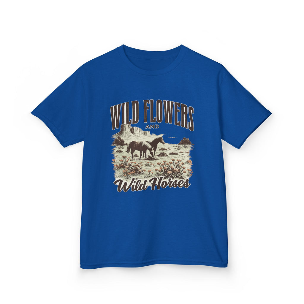 Kids T-Shirt — "Wild Flowers and Wild Horses" Rustic Western Tee