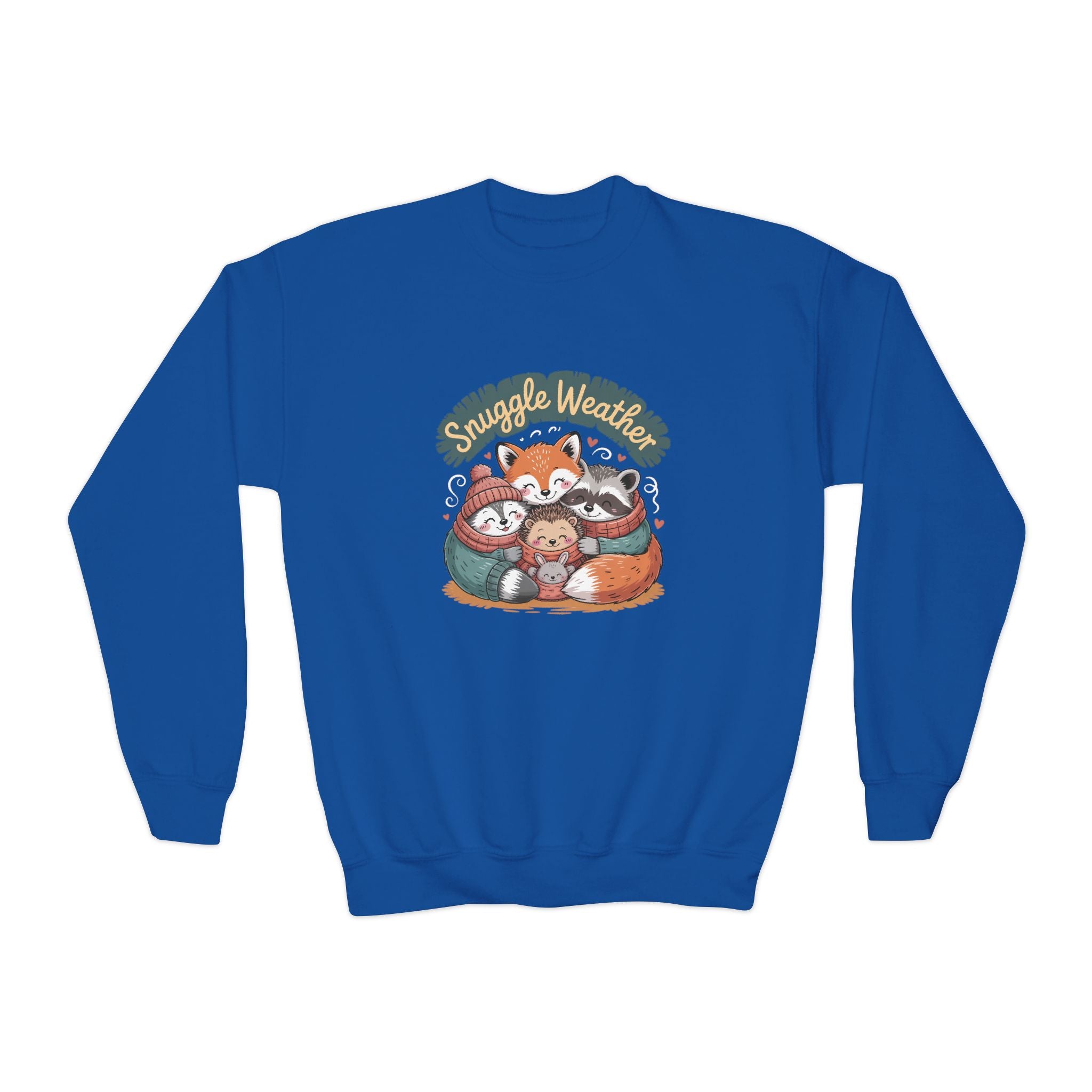Youth Sweatshirt — "Snuggle Weather" Forest Animal Crewneck