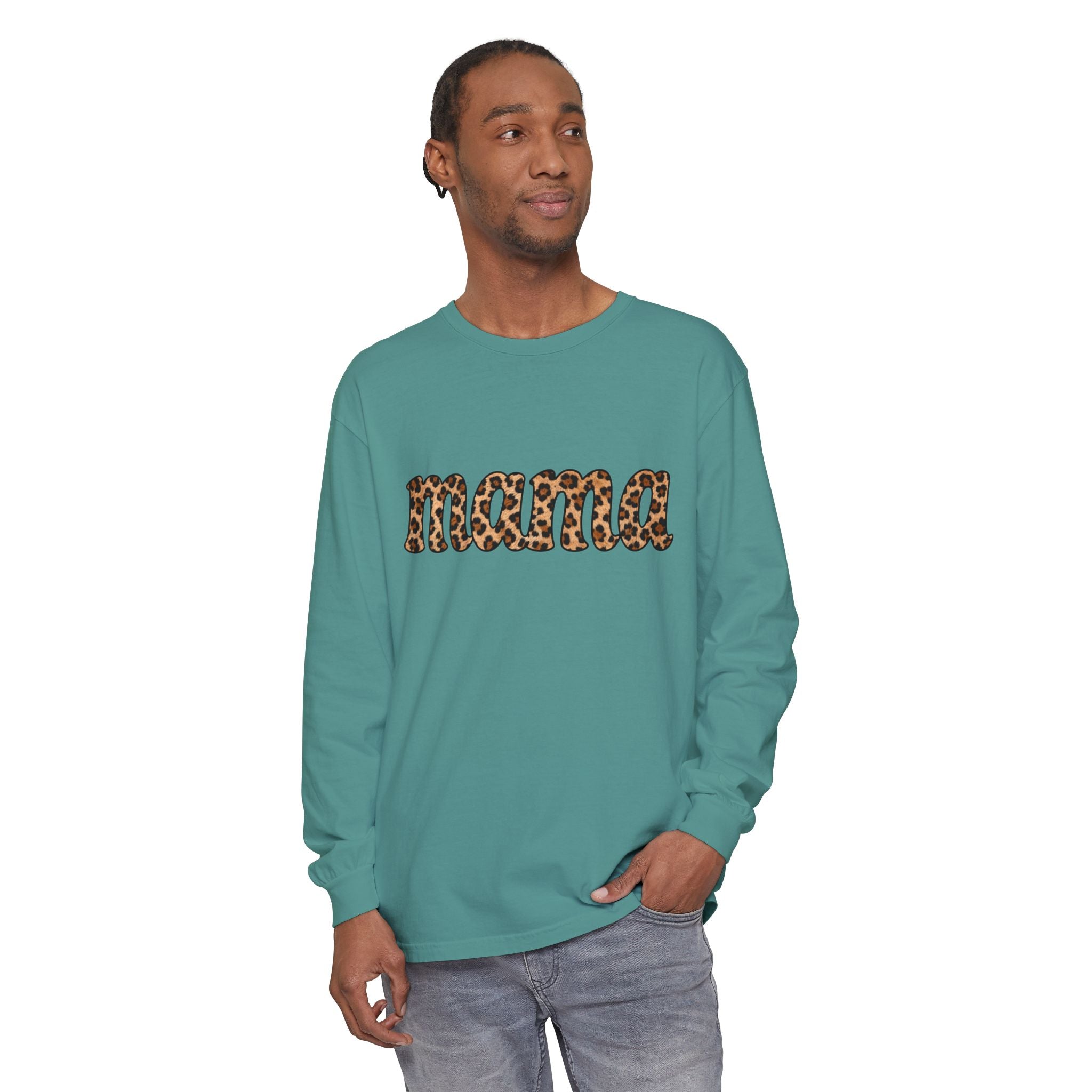 Mama Leopard Print Long Sleeve Tee