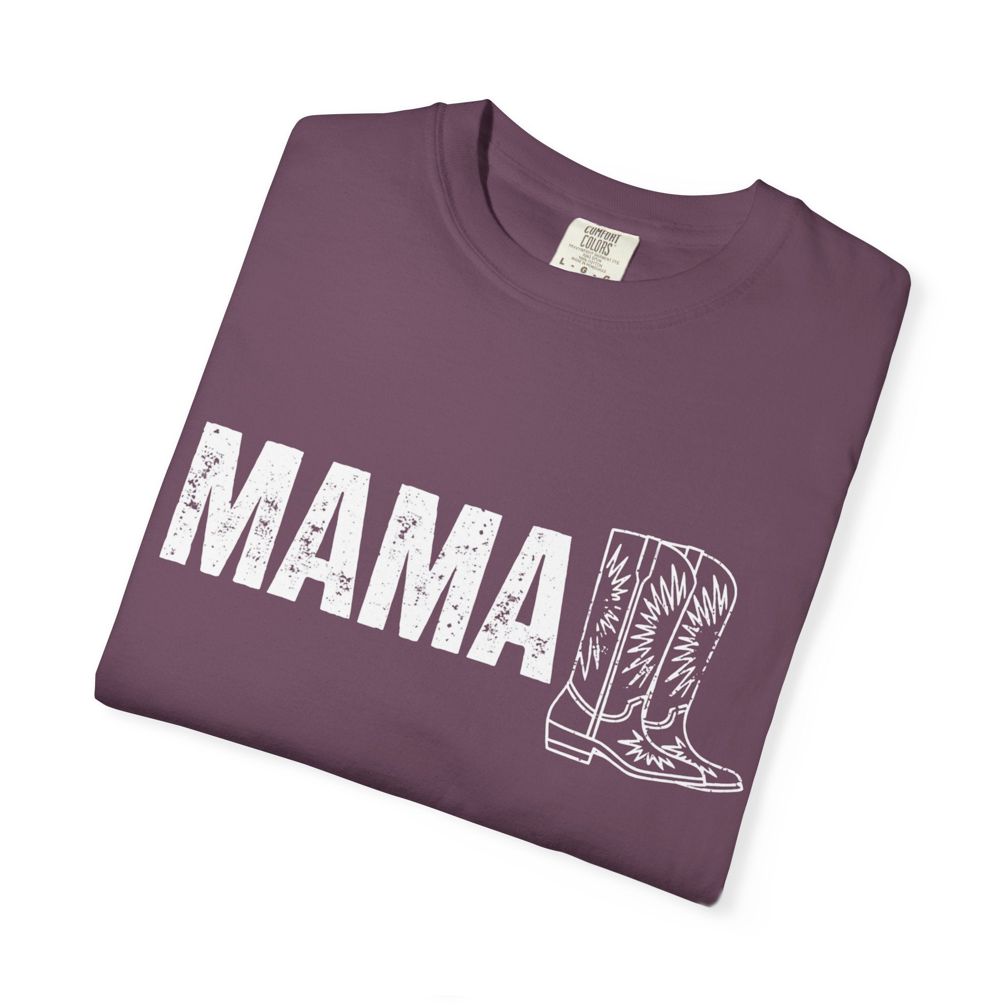Mama Cowboy Boots T-Shirt — Rustic Western Mom Graphic Tee
