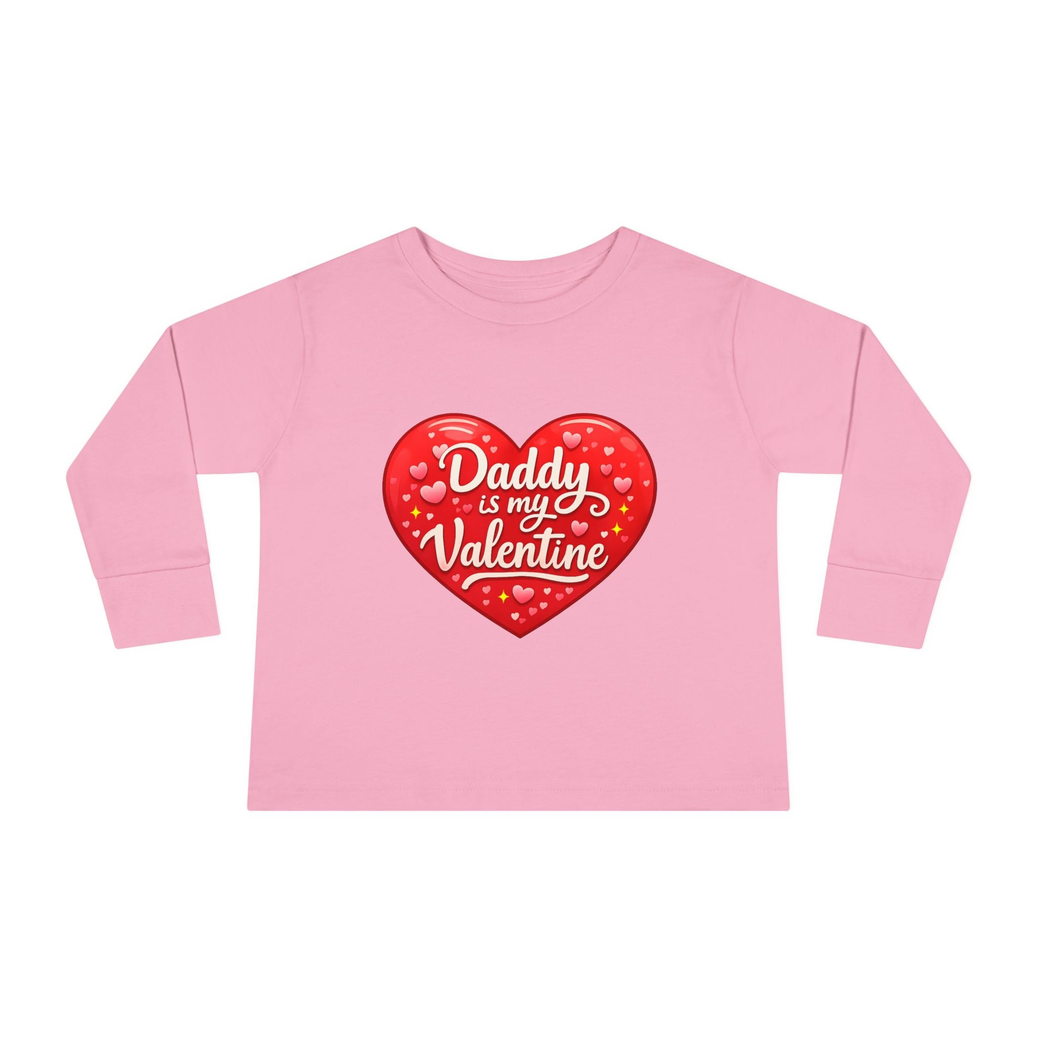 Toddler Long Sleeve Tee - "Daddy Is My Valentine" Heart Graphic Valentine's Day Shirt