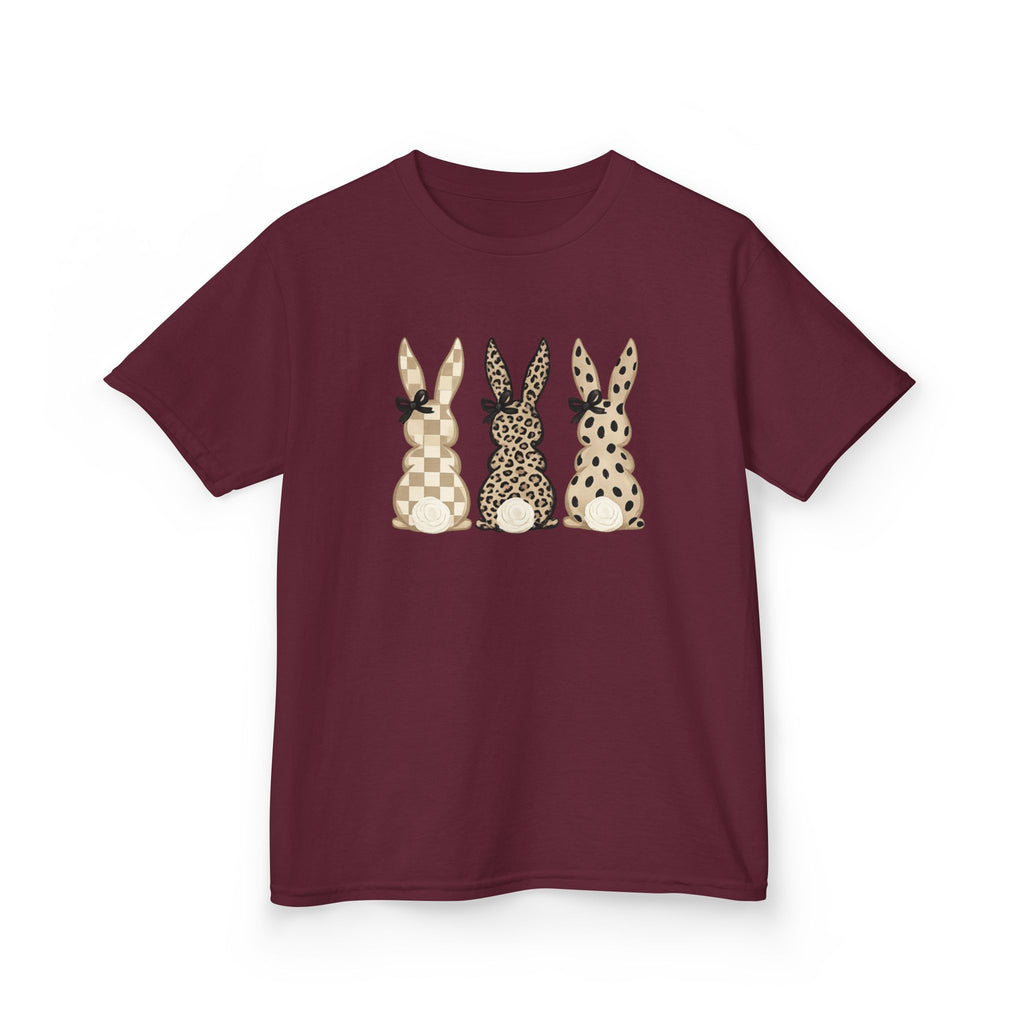 Kids Bunny Trio Tee — Neutral Patterned Easter Rabbit Shirt