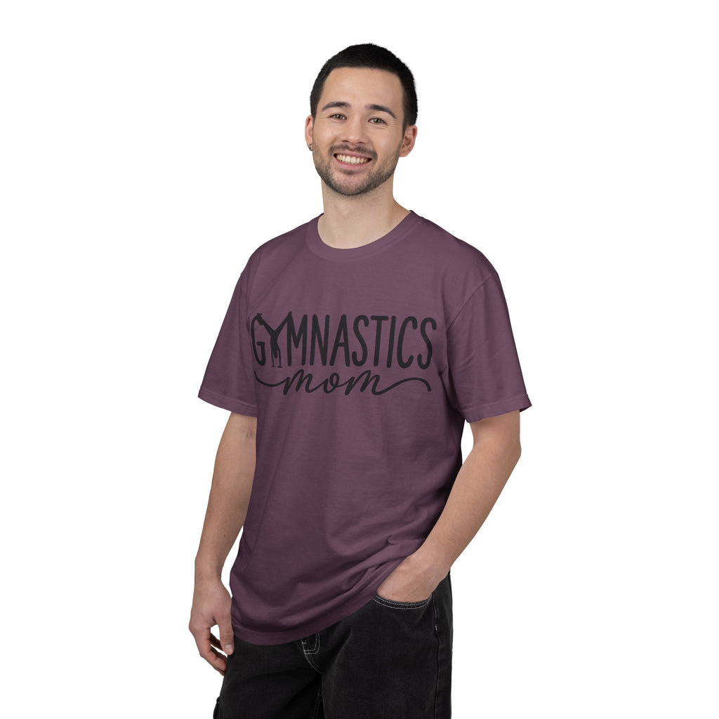 Gymnastics Mom T-Shirt — Casual White Crew Tee with Script Logo