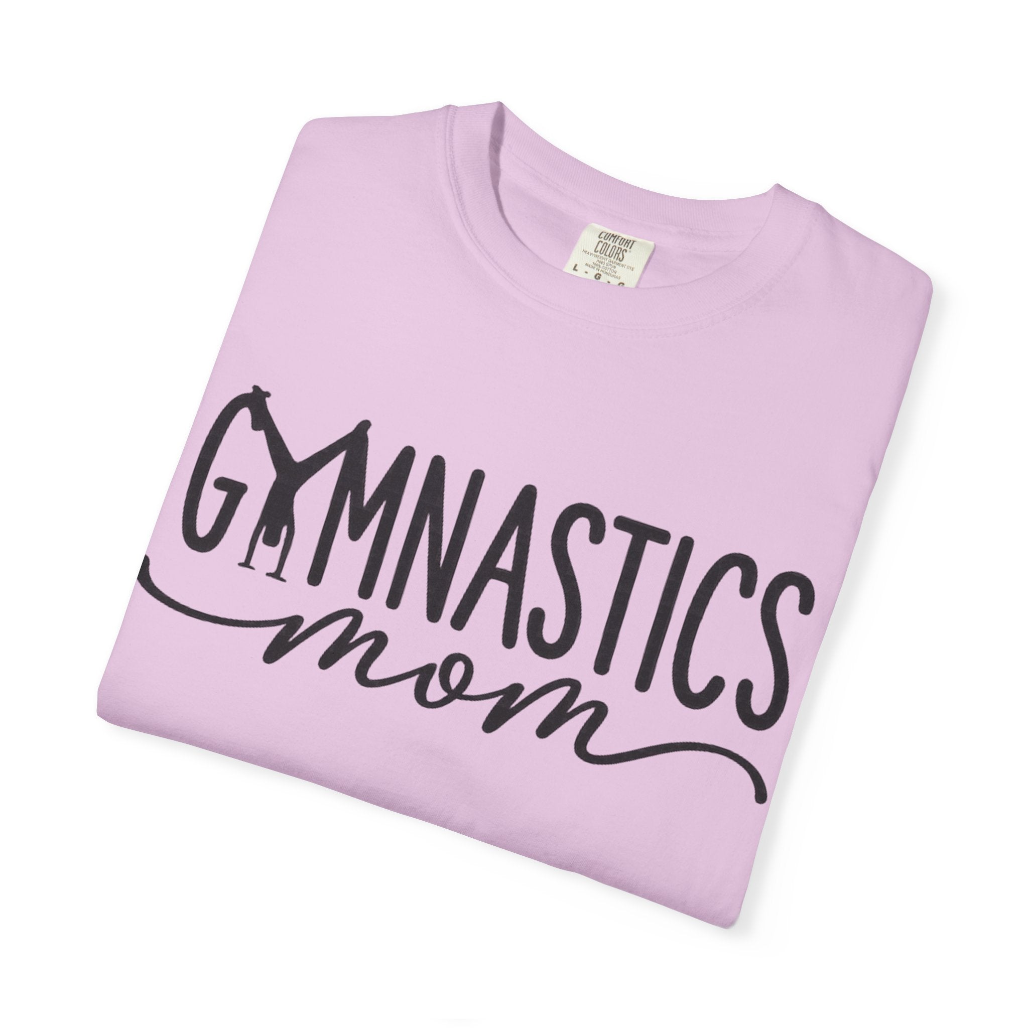 Gymnastics Mom T-Shirt — Casual White Crew Tee with Script Logo