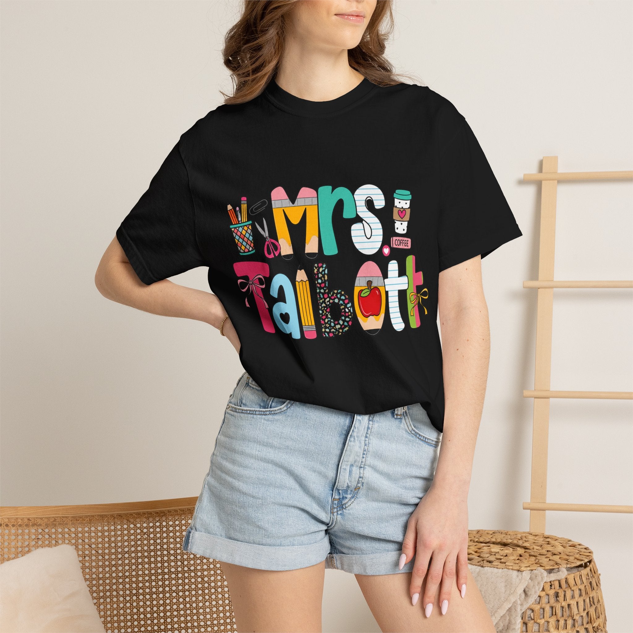 Teacher Name T‑Shirt — "Mrs. Talbott" Cute Classroom Doodle Design