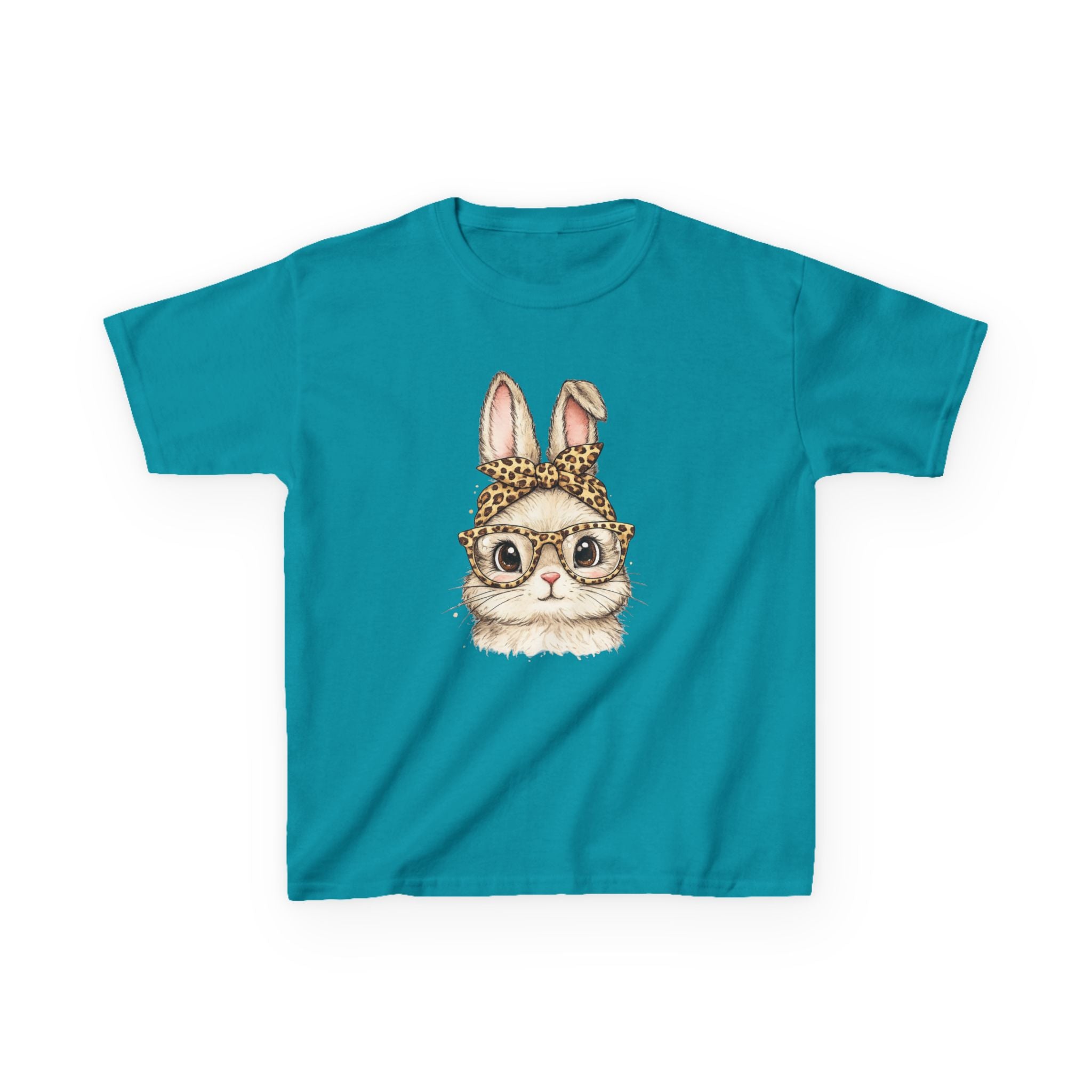 Kids Bunny with Glasses Tee — Cute Leopard Headband Rabbit Shirt for Children
